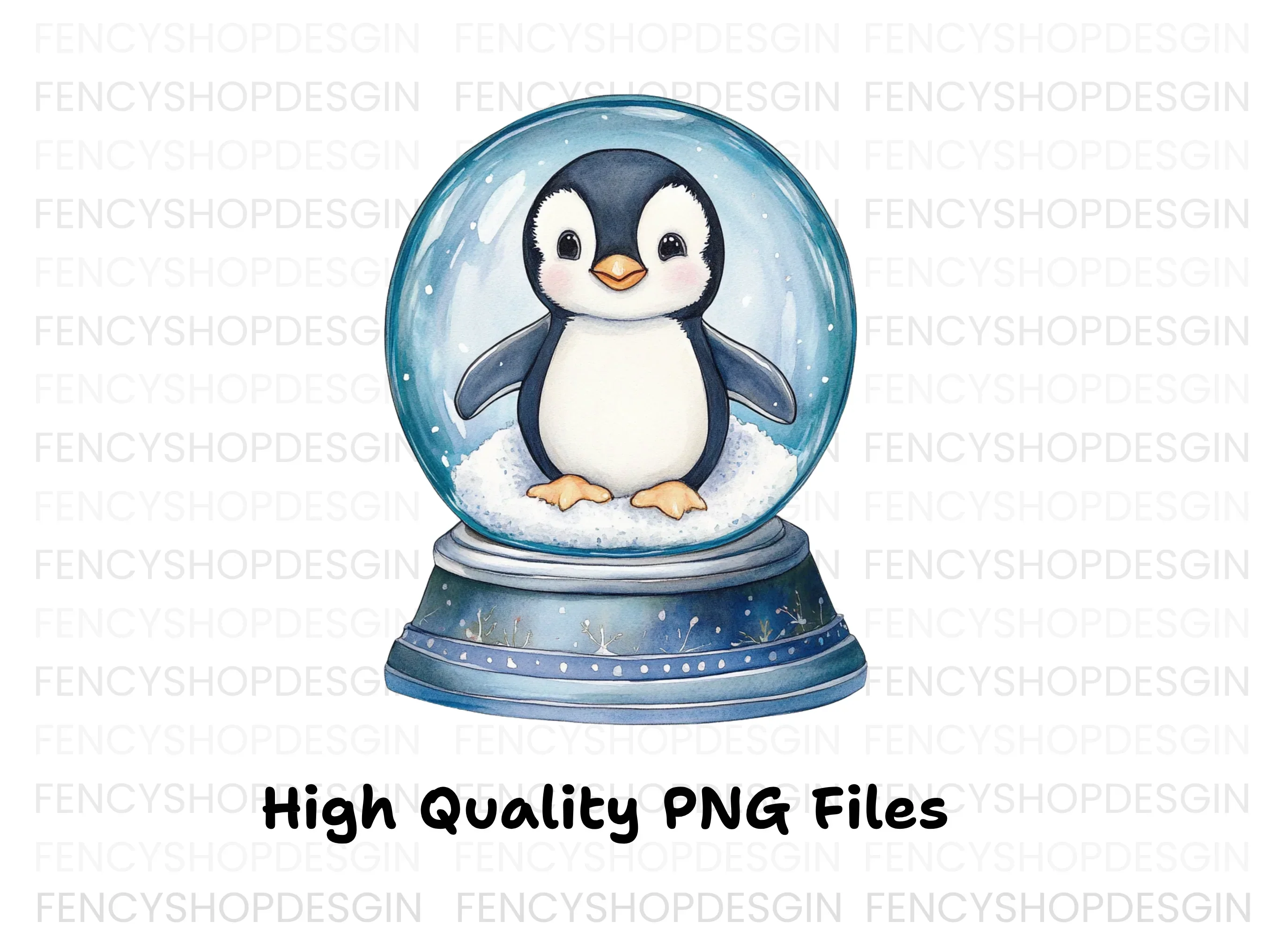 Cute Penguin Snow Globe Illustrations Clipart Bundle - Image 3