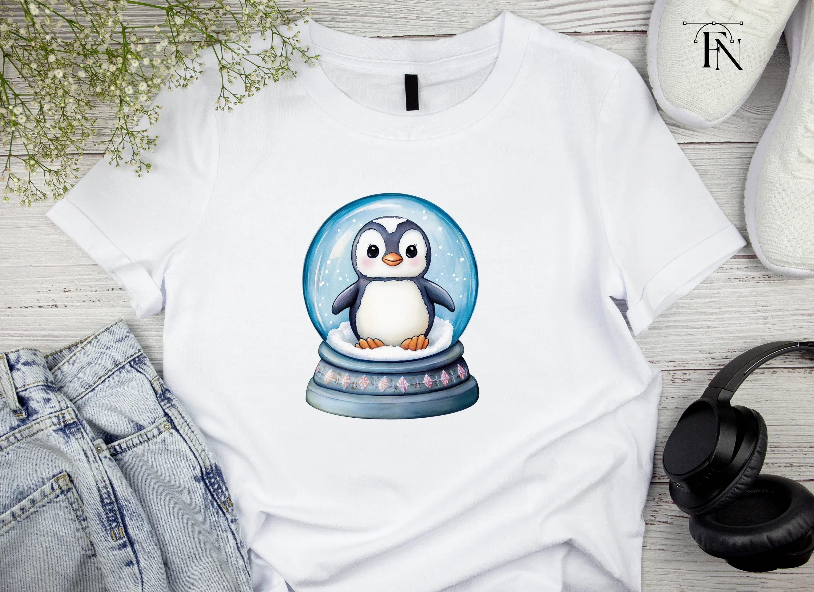 Cute Penguin Snow Globe Illustrations Clipart Bundle - Image 4