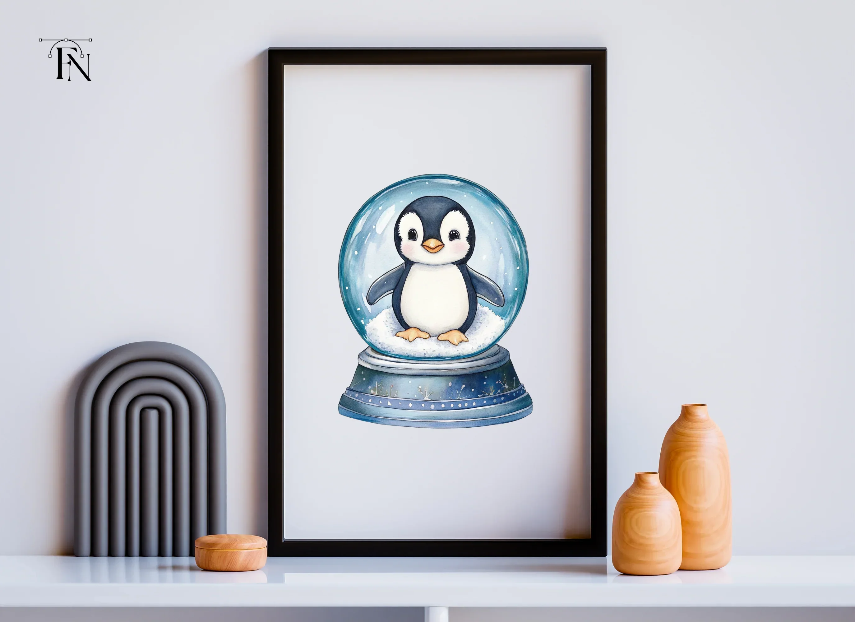 Cute Penguin Snow Globe Illustrations Clipart Bundle - Image 6