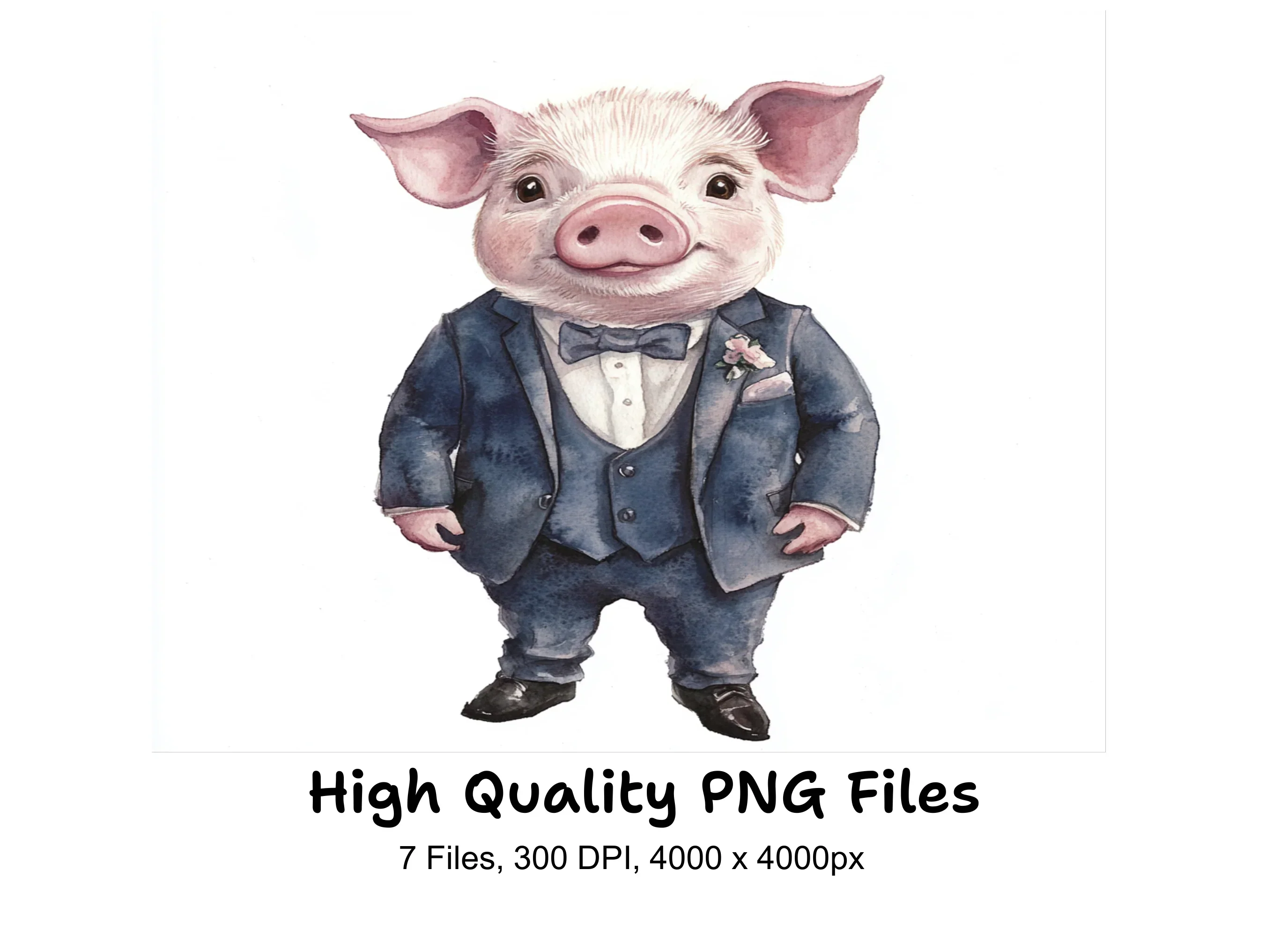 Cute Pig in Suit Clipart Bundle