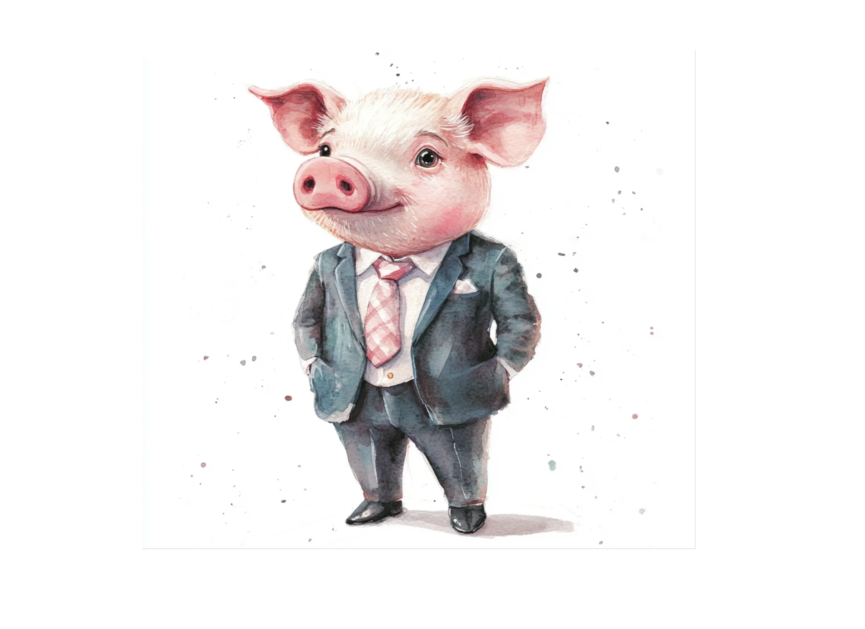 Cute Pig in Suit Clipart Bundle - Image 3