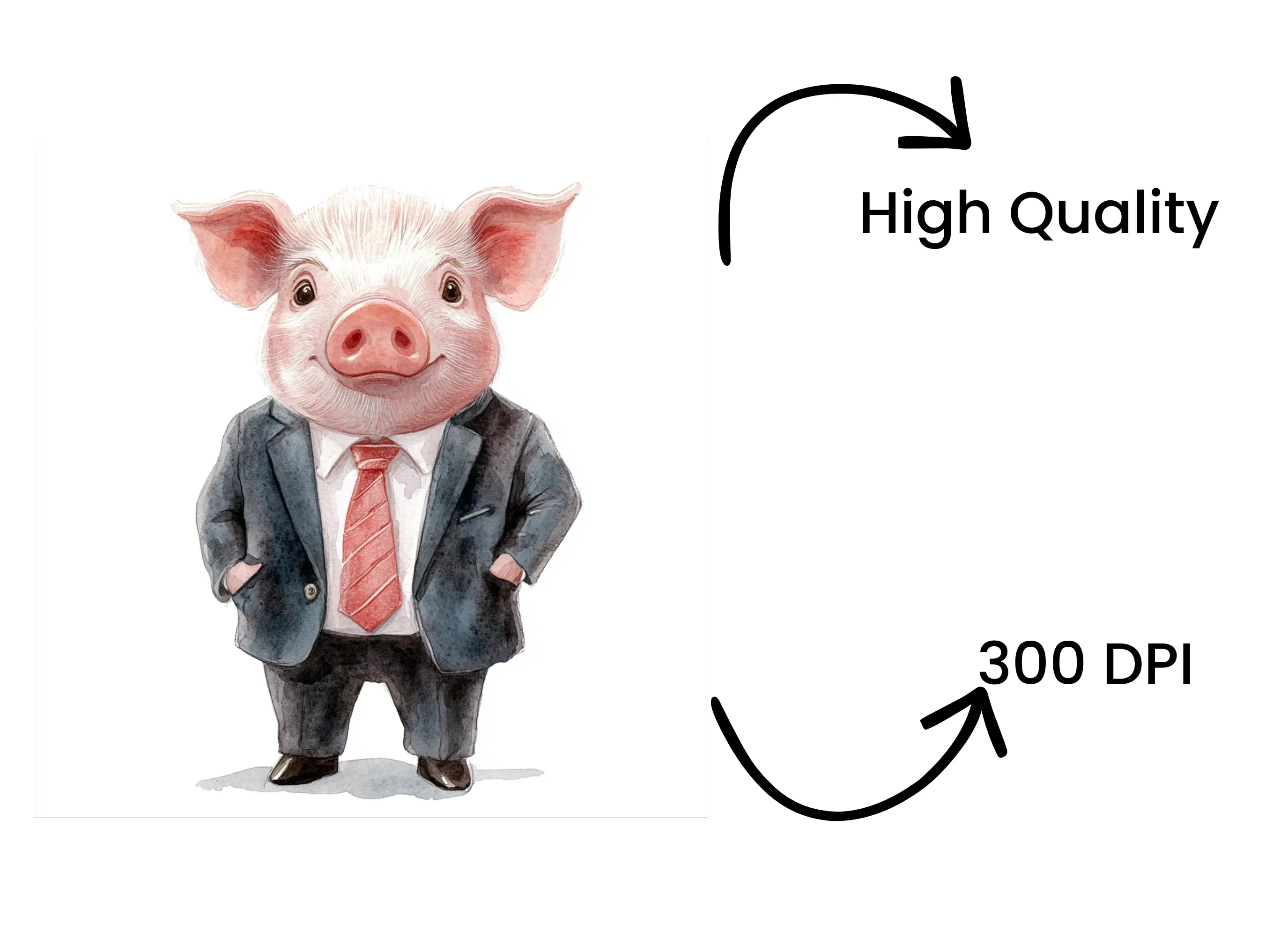 Cute Pig in Suit Clipart Bundle - Image 4