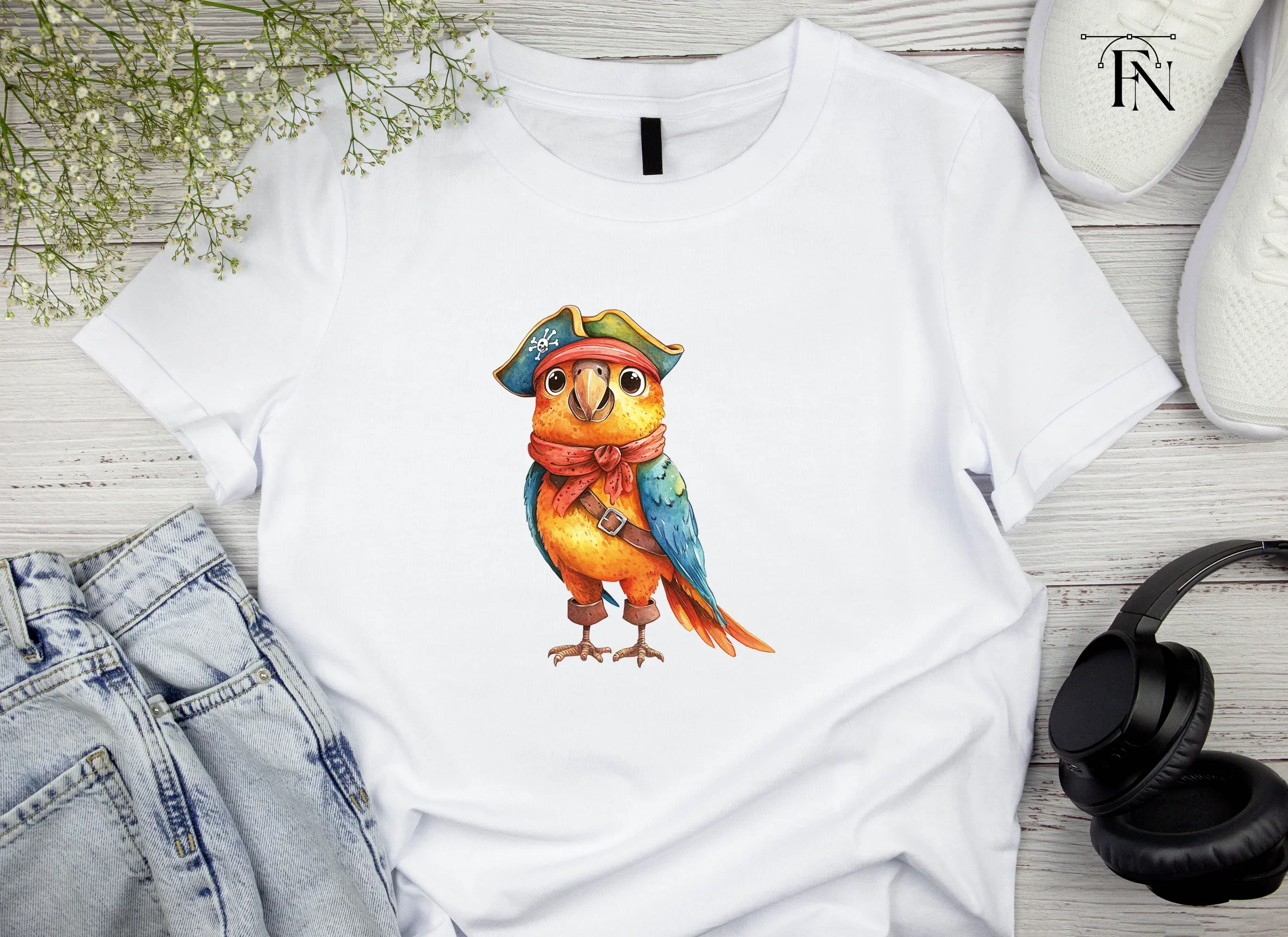 Cute Pirate Parrot Illustration Clipart Bundle - Image 4