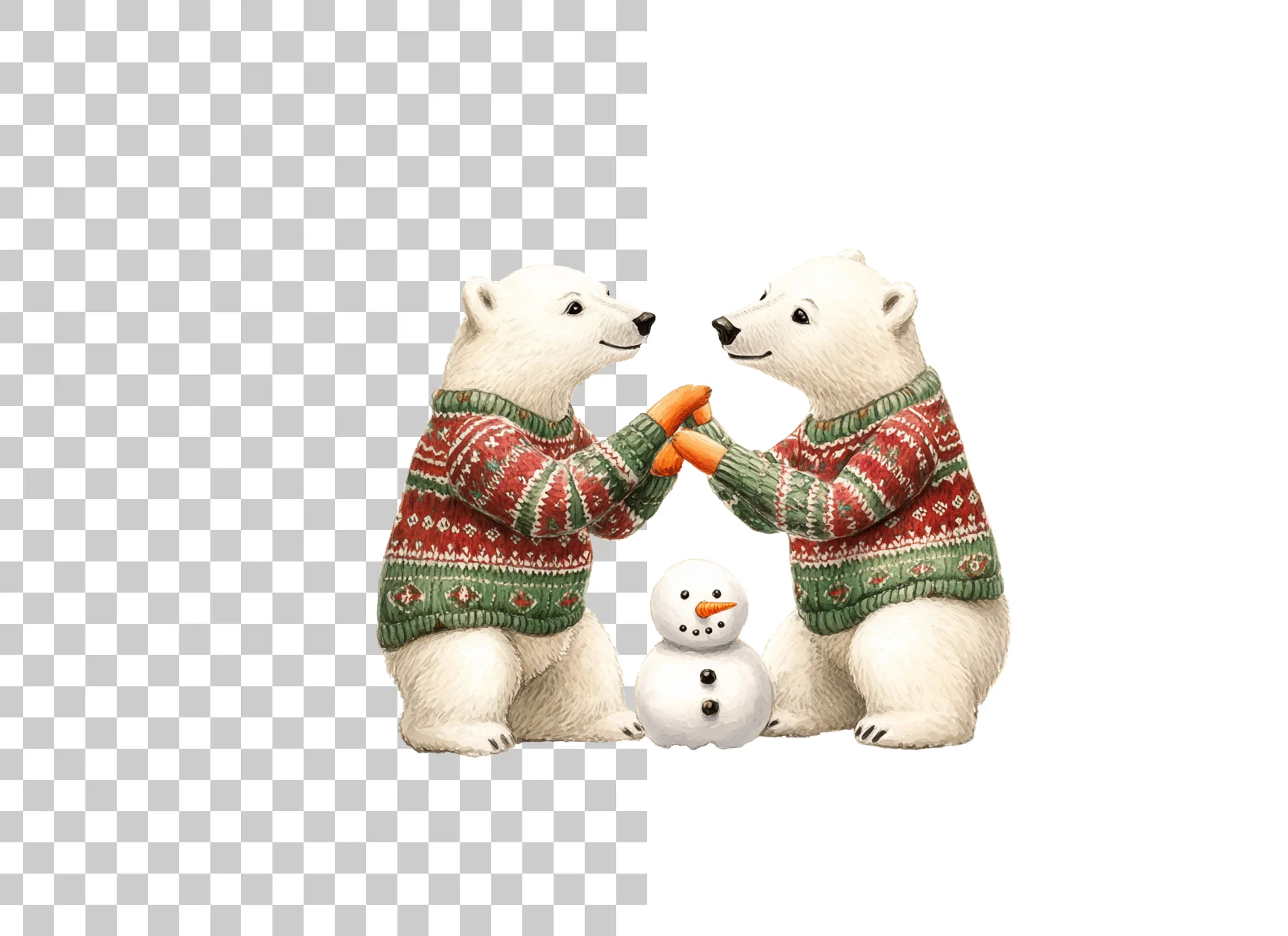 Cute Polar Bears Christmas Clipart Bundle - Image 2