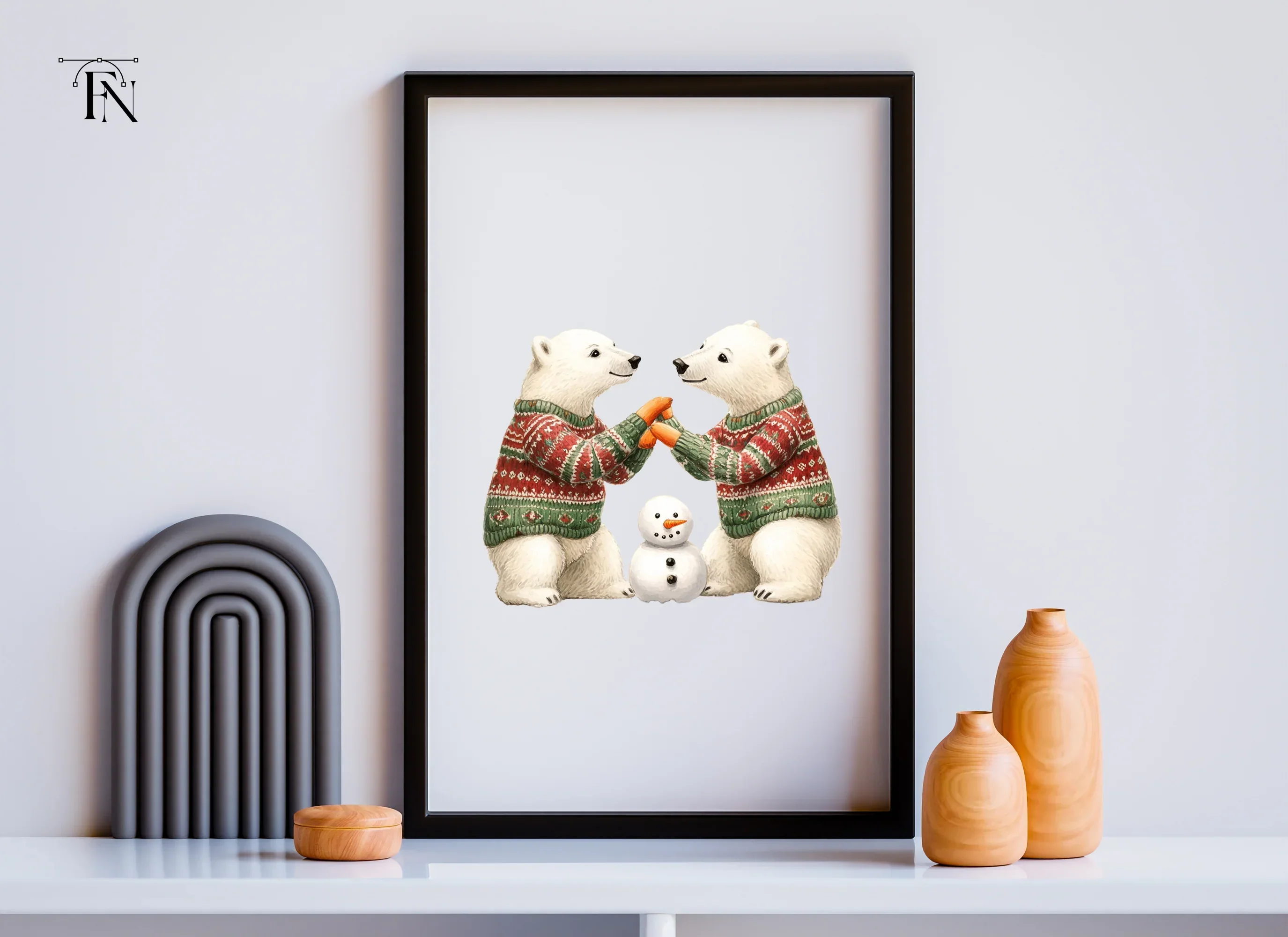 Cute Polar Bears Christmas Clipart Bundle - Image 6
