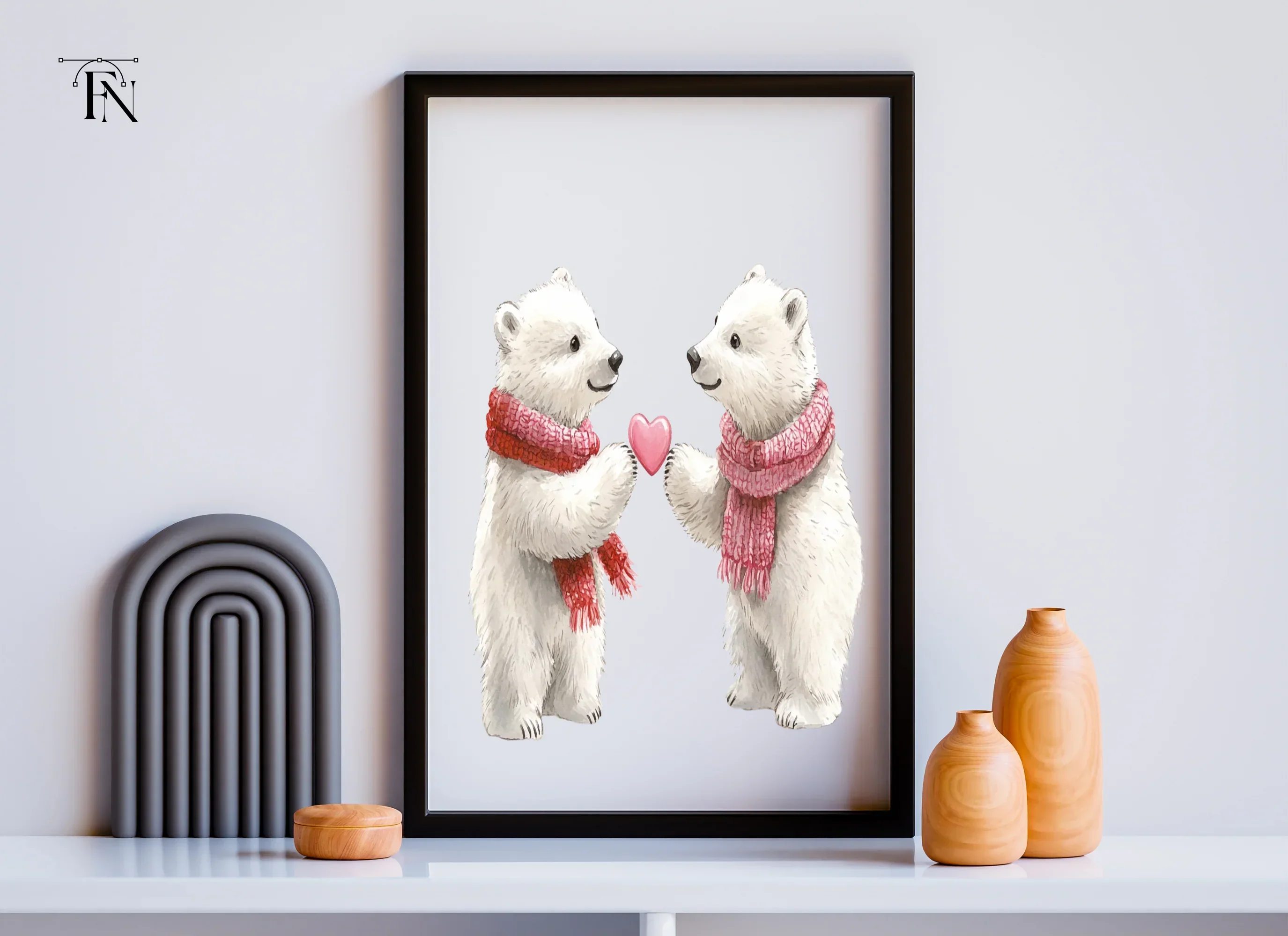 Cute Polar Bears Valentine Clipart Bundle - Image 6