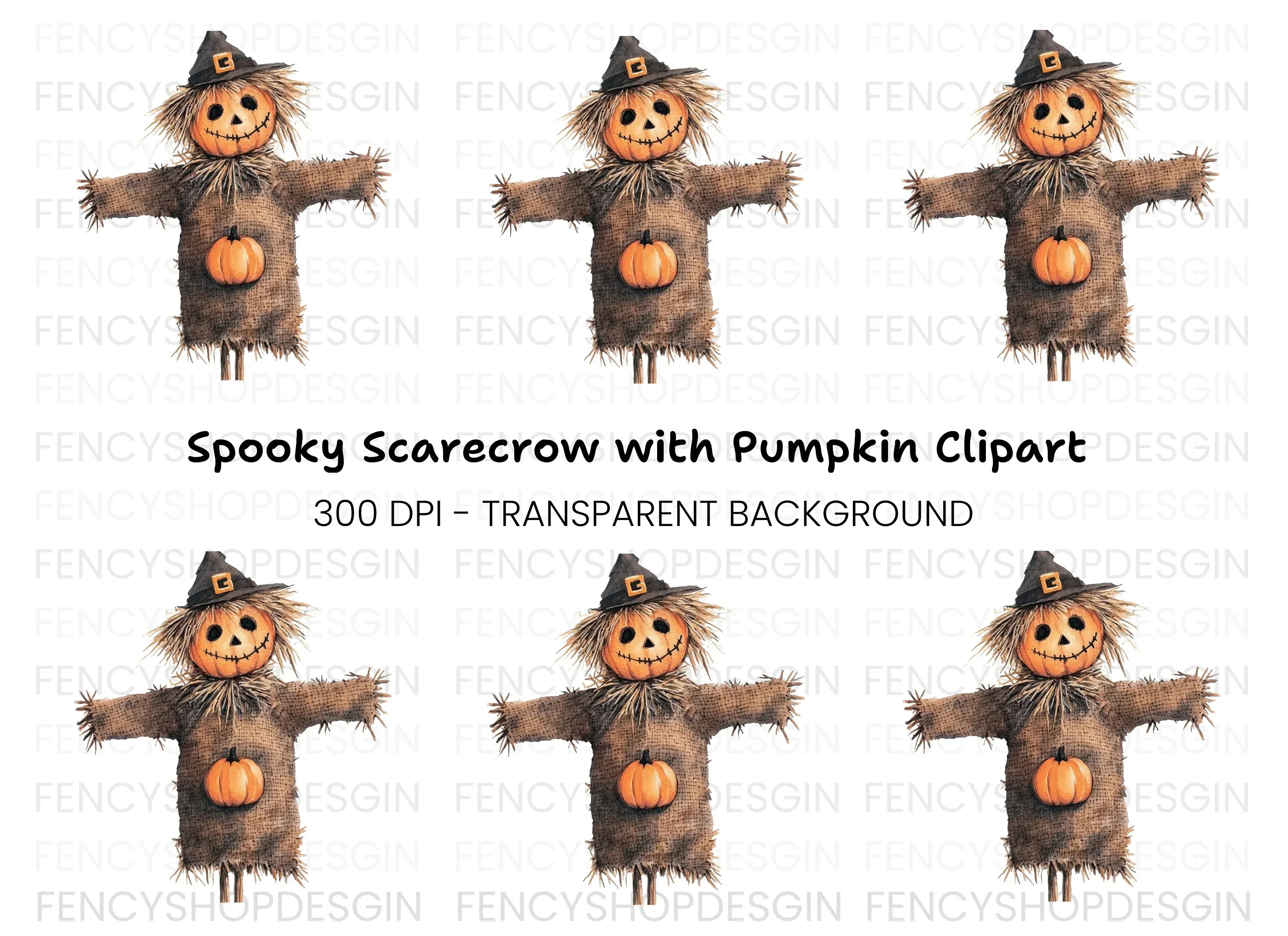 Cute Pumpkin Scarecrow Clipart Bundle