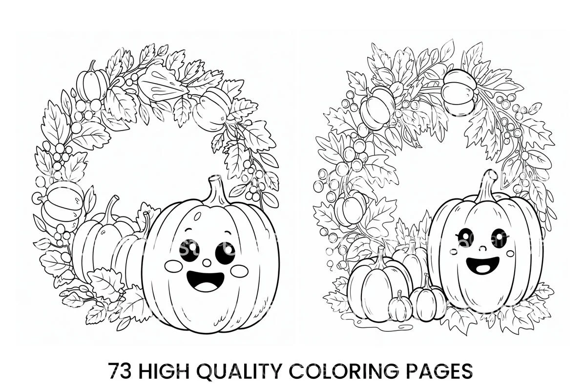 Cute Pumpkin Wreath Coloring Books