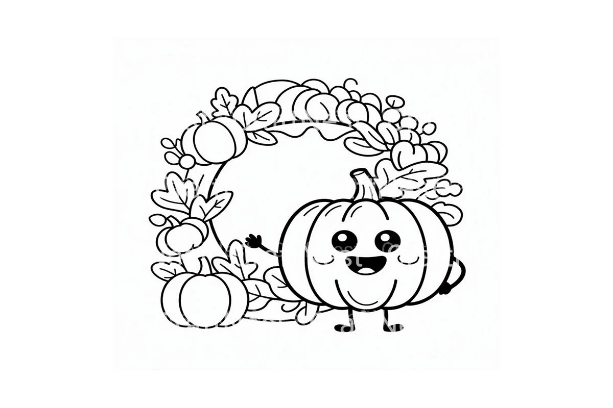 Cute Pumpkin Wreath Coloring Books - Image 3