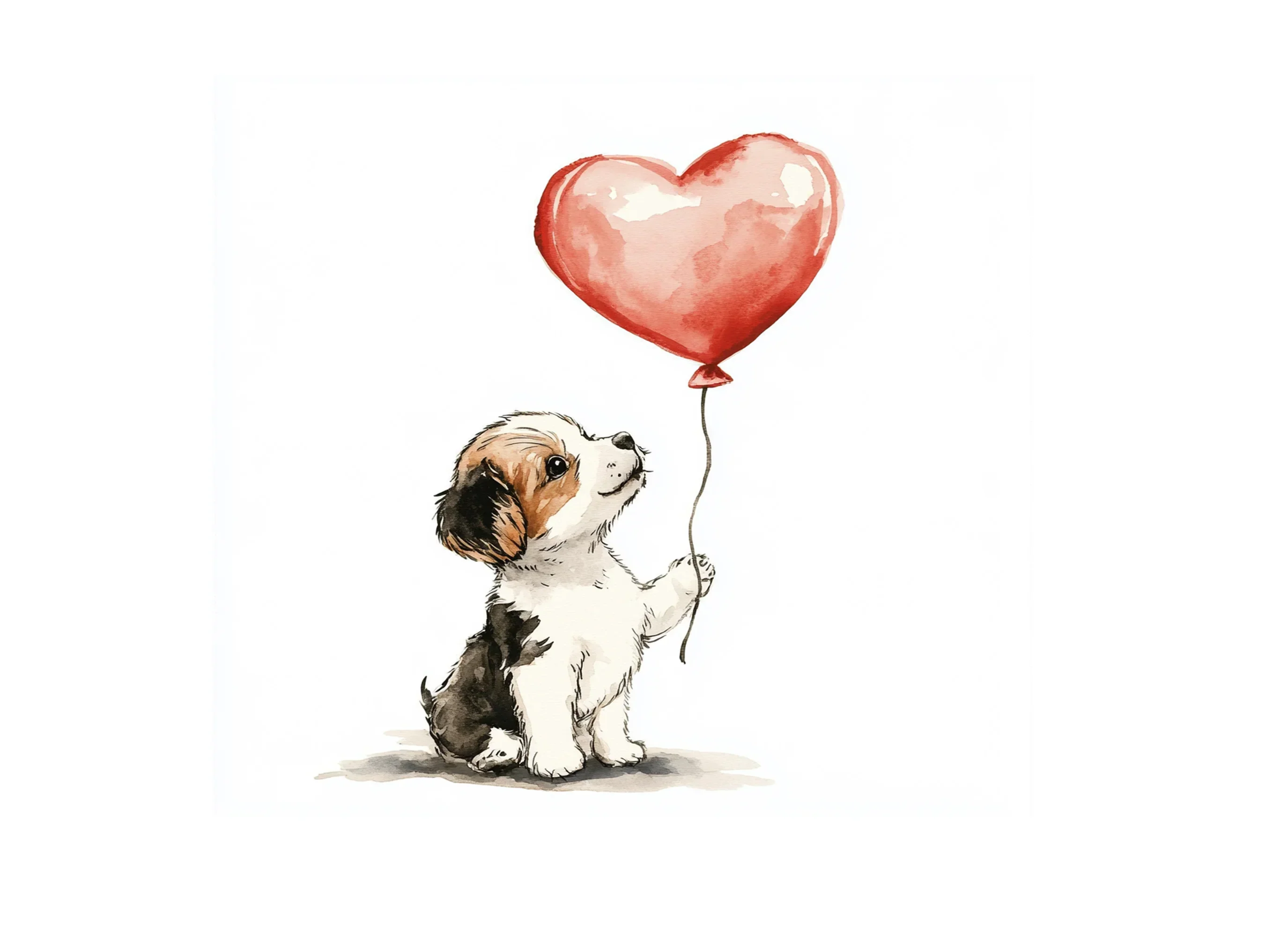 Cute Puppies with Heart Balloons Clipart Bundle - Image 2