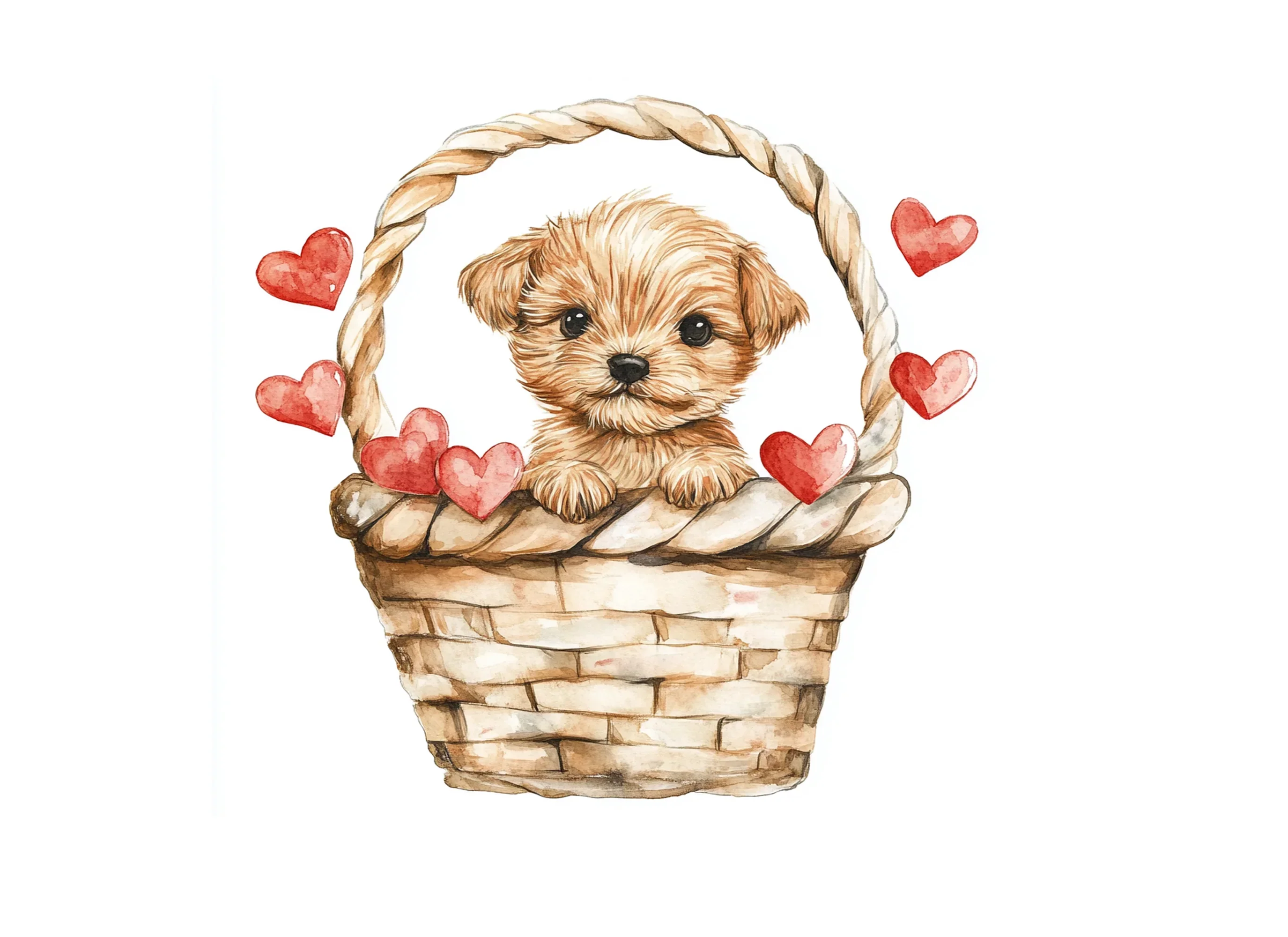 Cute Puppies with Hearts Clipart Bundle - Image 3