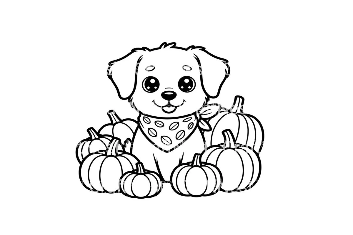 Cute Puppy and Pumpkins Coloring Books - Image 2