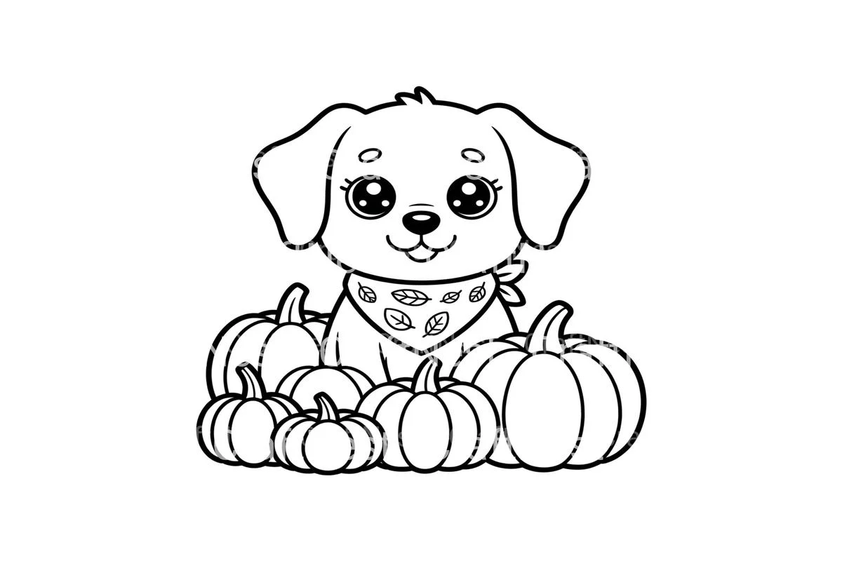 Cute Puppy and Pumpkins Coloring Books - Image 3