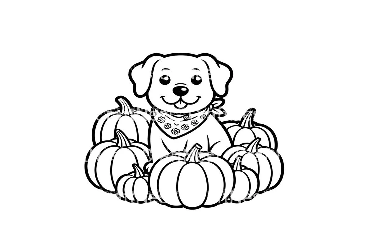 Cute Puppy and Pumpkins Coloring Books - Image 4