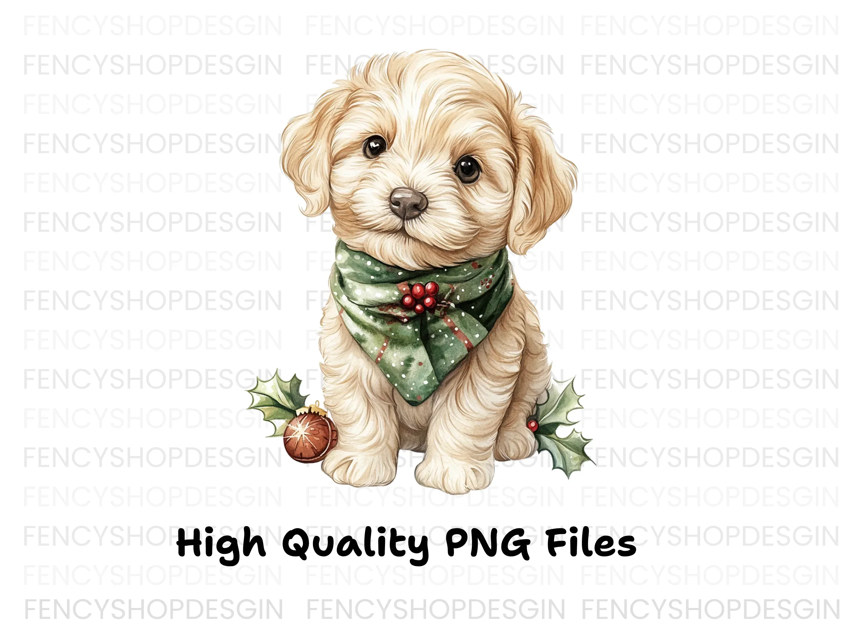 Cute Puppy Christmas Scarf Clipart Bundle - Image 3