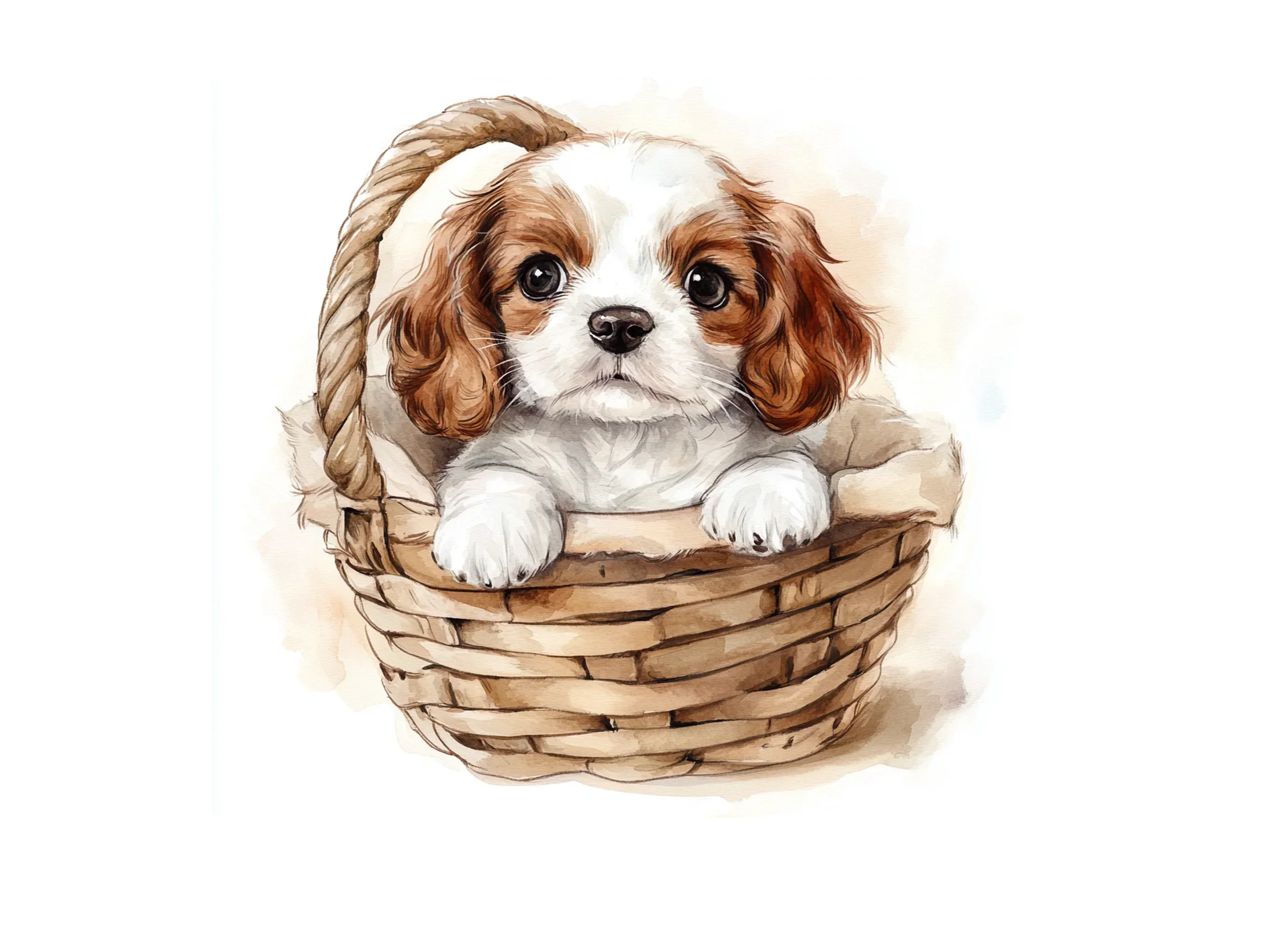 Cute Puppy in Basket Clipart Bundle - Image 2
