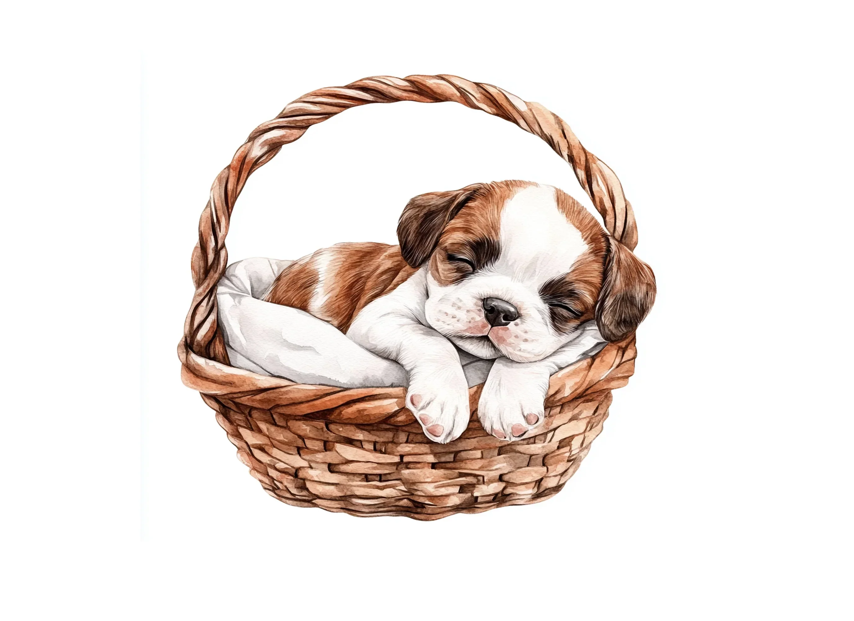 Cute Puppy in Basket Clipart Bundle - Image 3