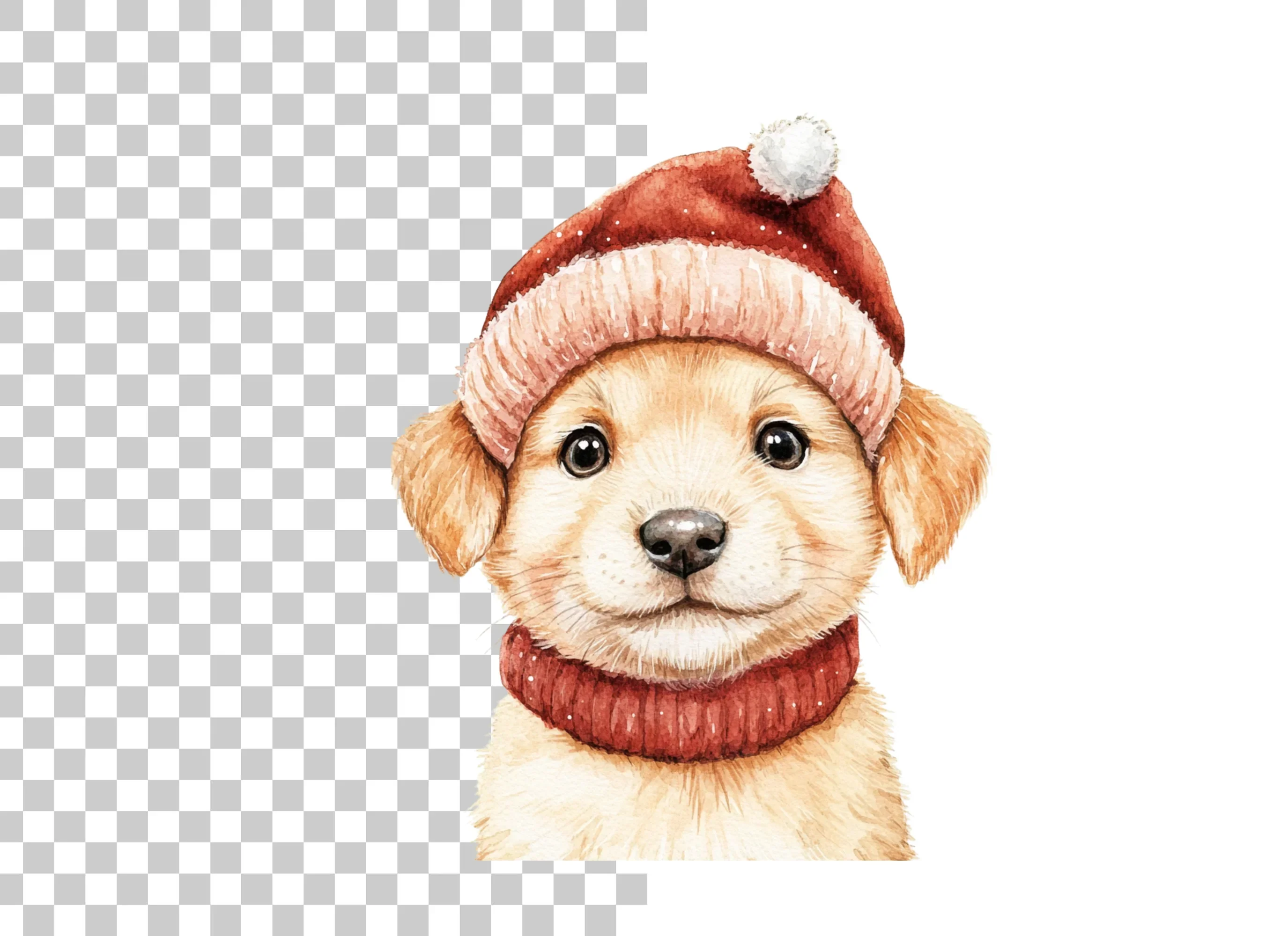 Cute Puppy in Santa Hat Clipart Bundle - Image 2