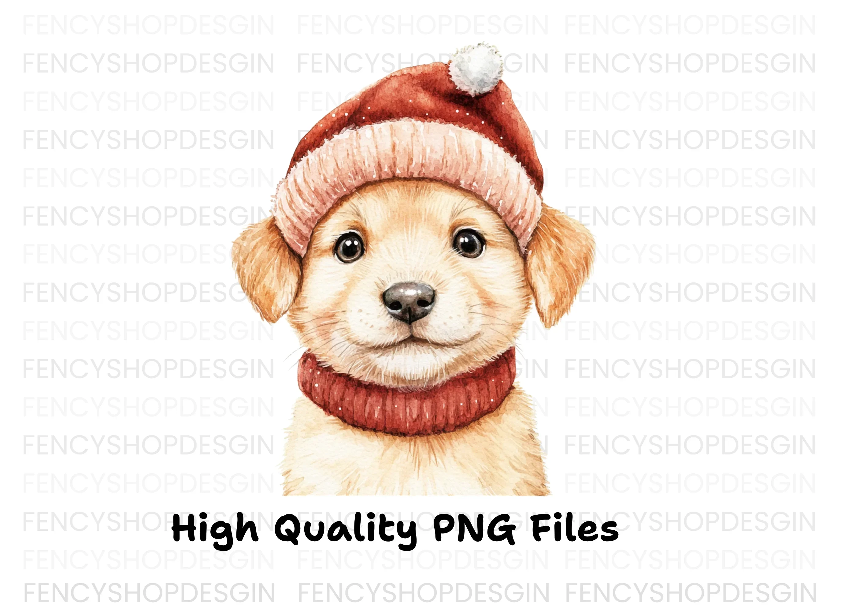 Cute Puppy in Santa Hat Clipart Bundle - Image 3