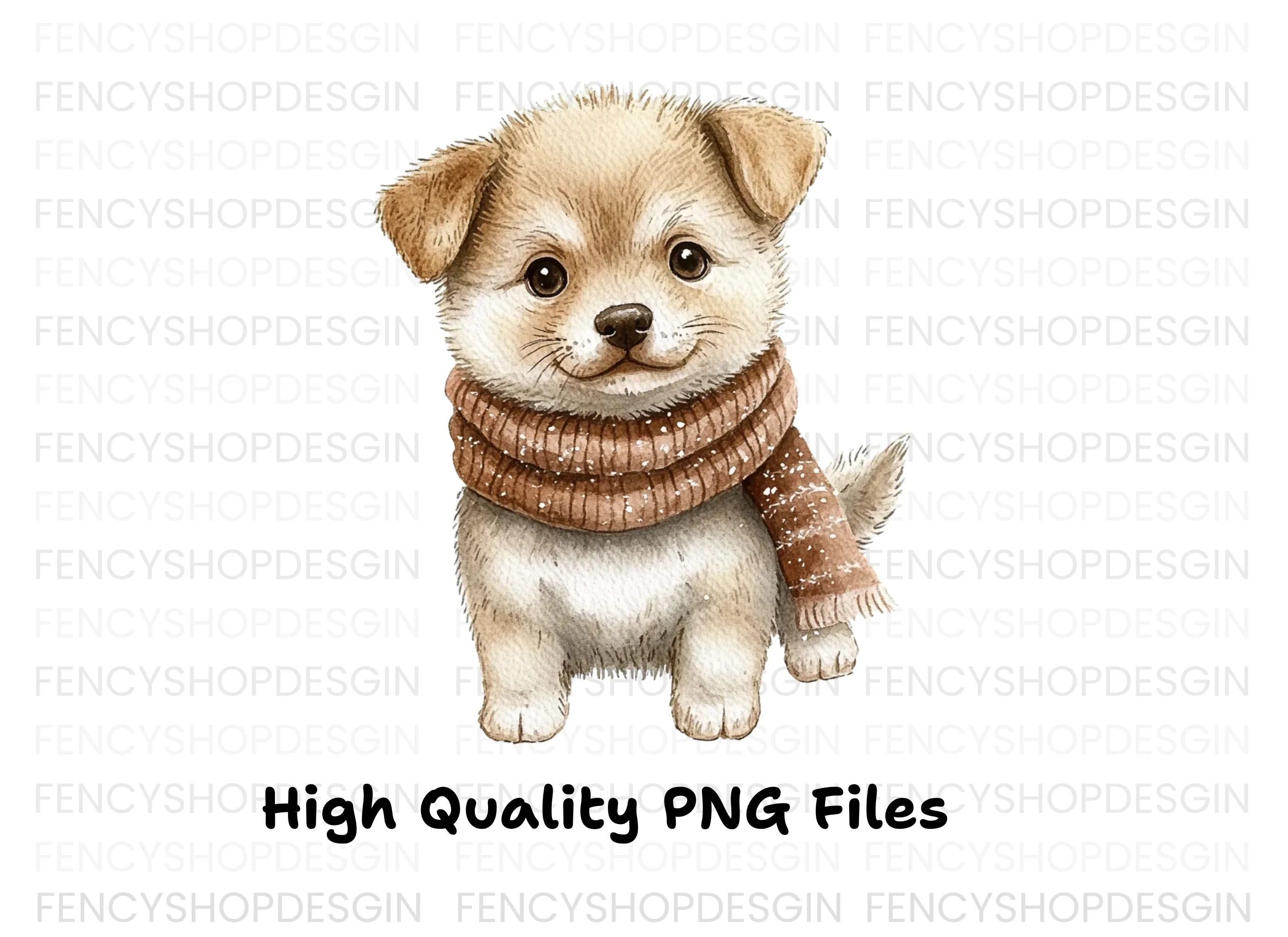 Cute Puppy in Scarf Winter Clipart Bundle - Image 2