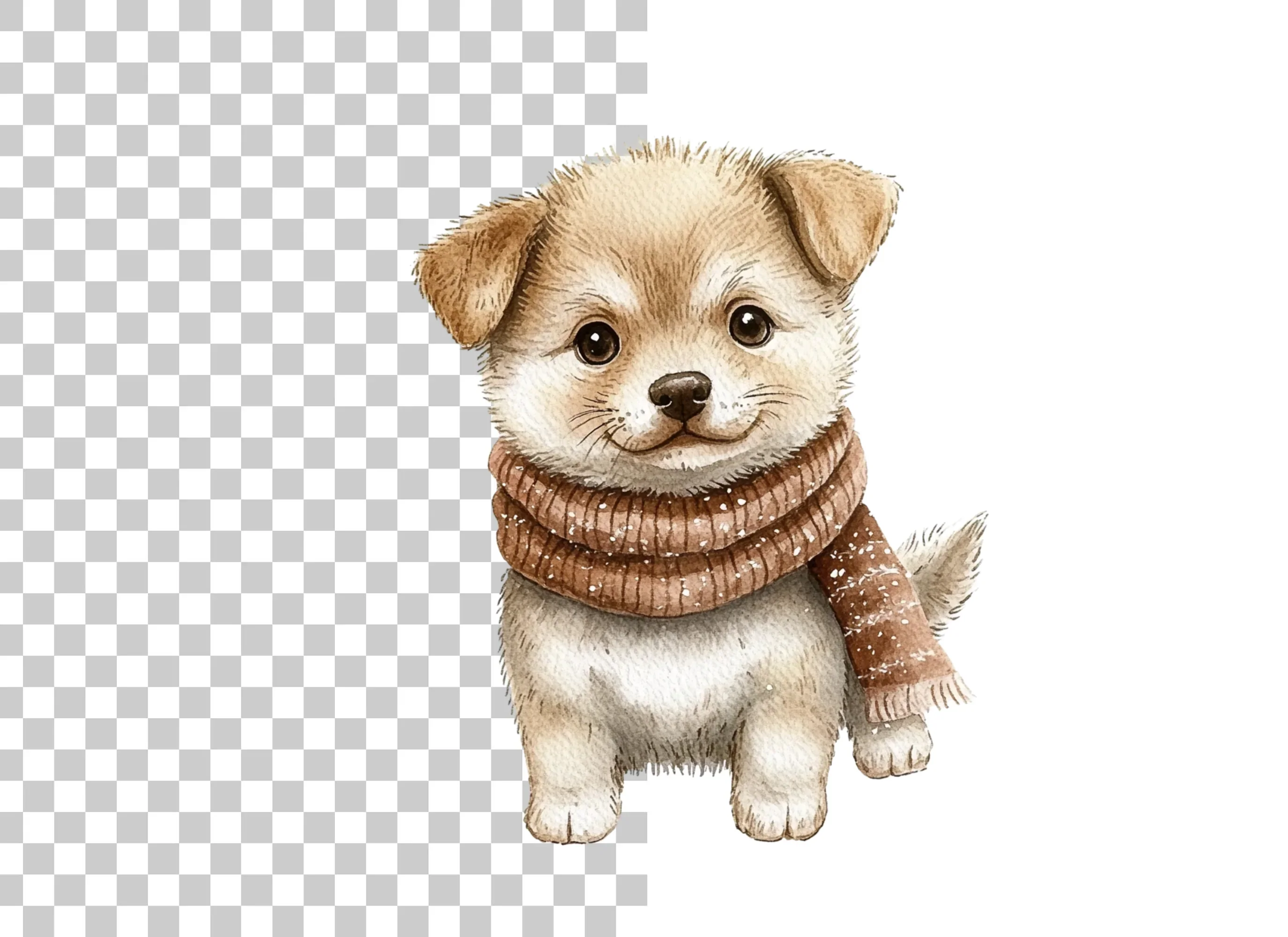 Cute Puppy in Scarf Winter Clipart Bundle - Image 6