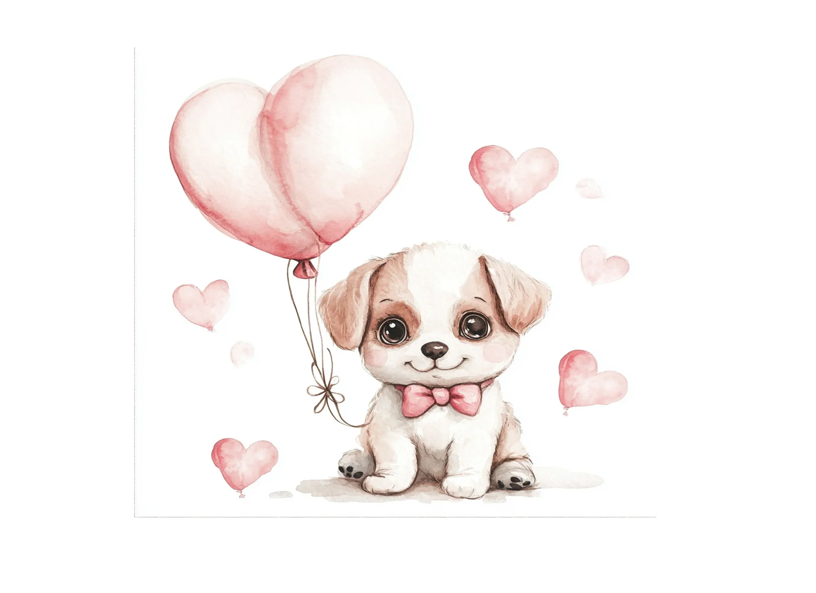 Cute Puppy with Balloons Clipart Bundle - Image 3