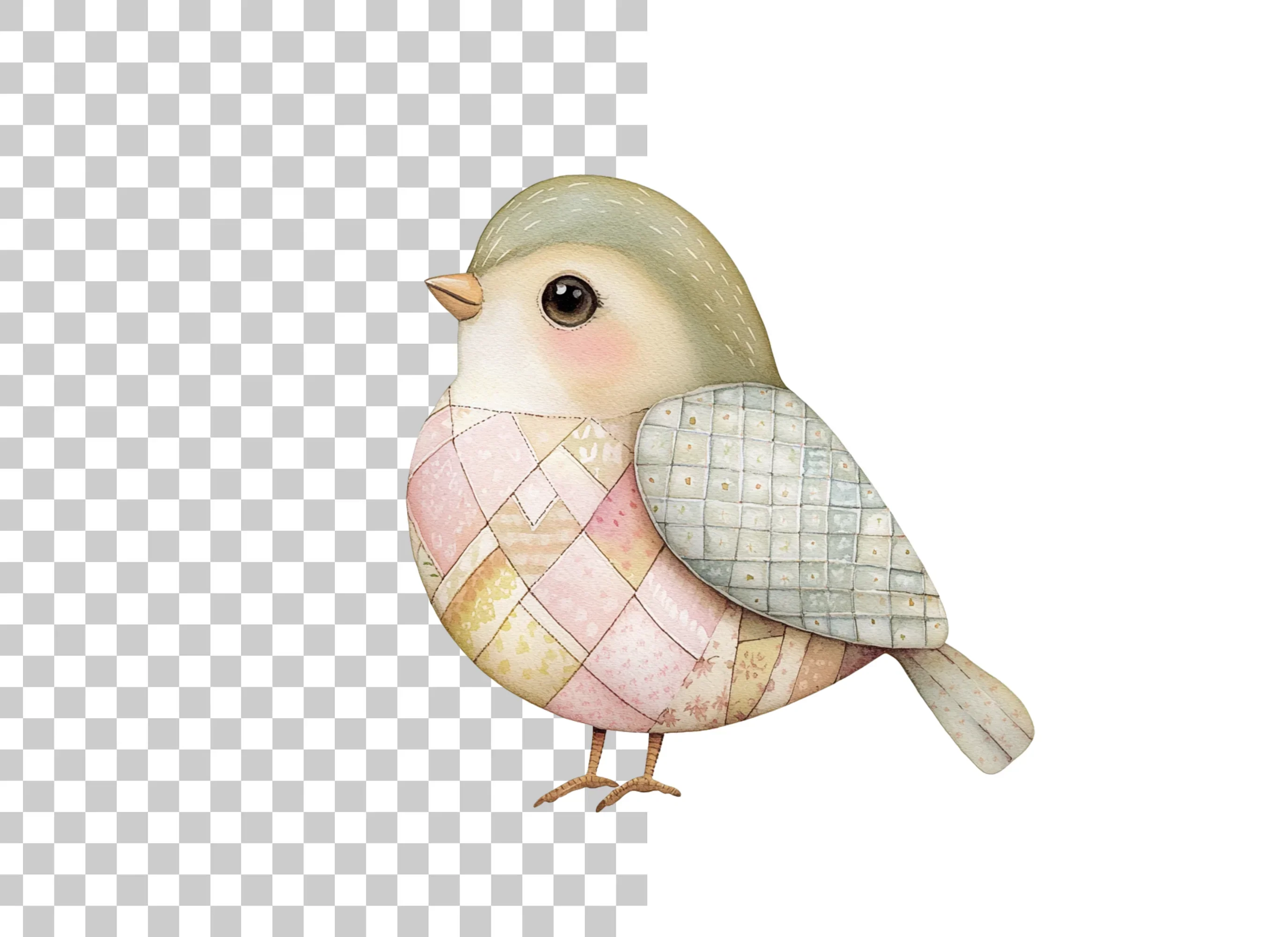 Cute Quilted Birds Clipart Bundle - Image 6