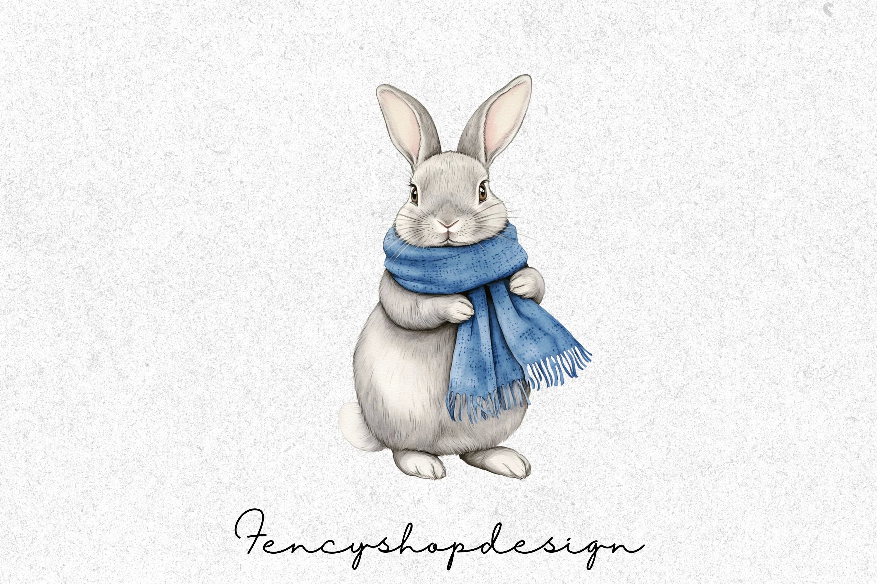 Cute Rabbits with Scarves Clipart Bundle - Image 3