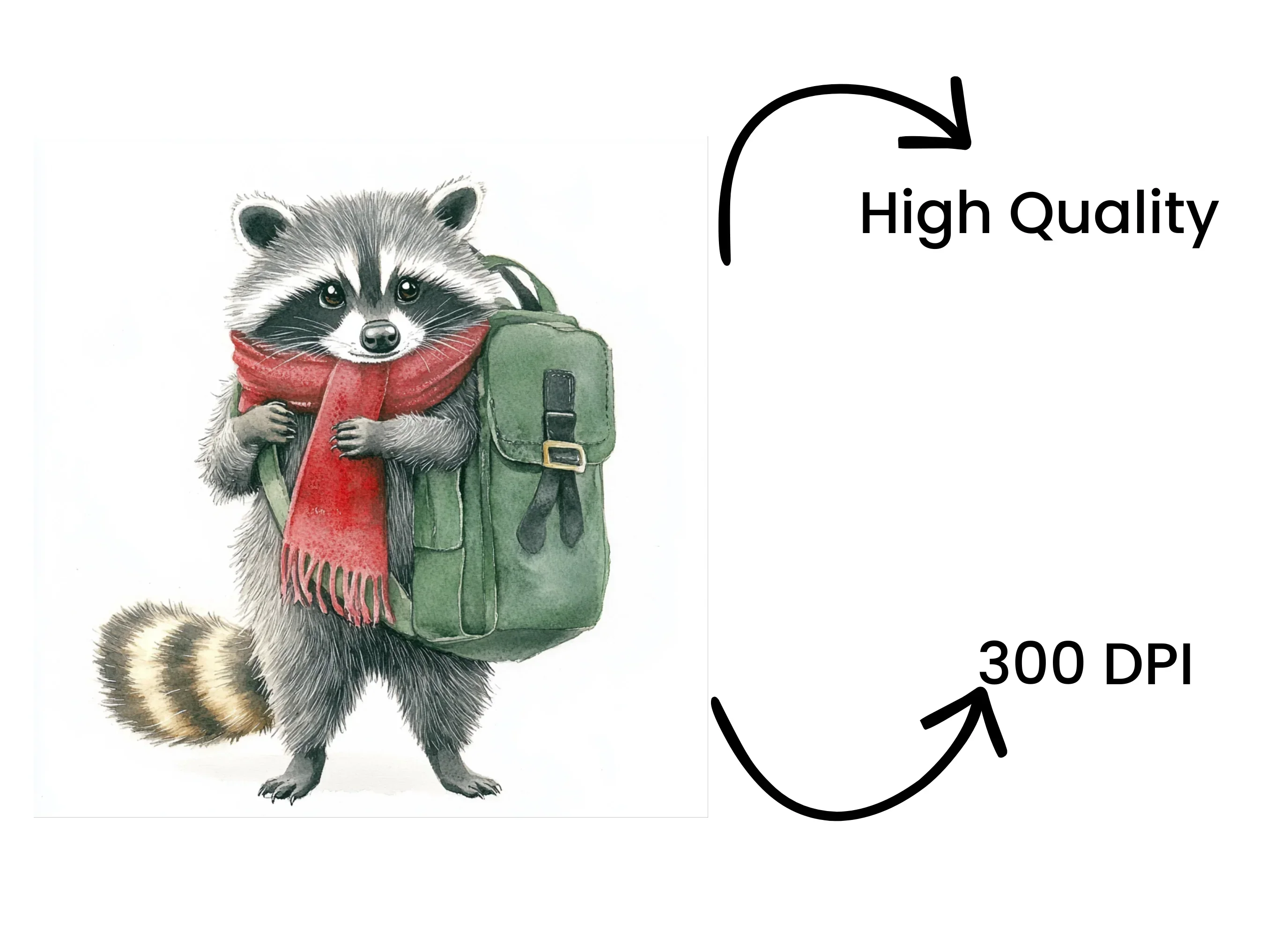 Cute Raccoon Backpack Clipart Bundle - Image 4