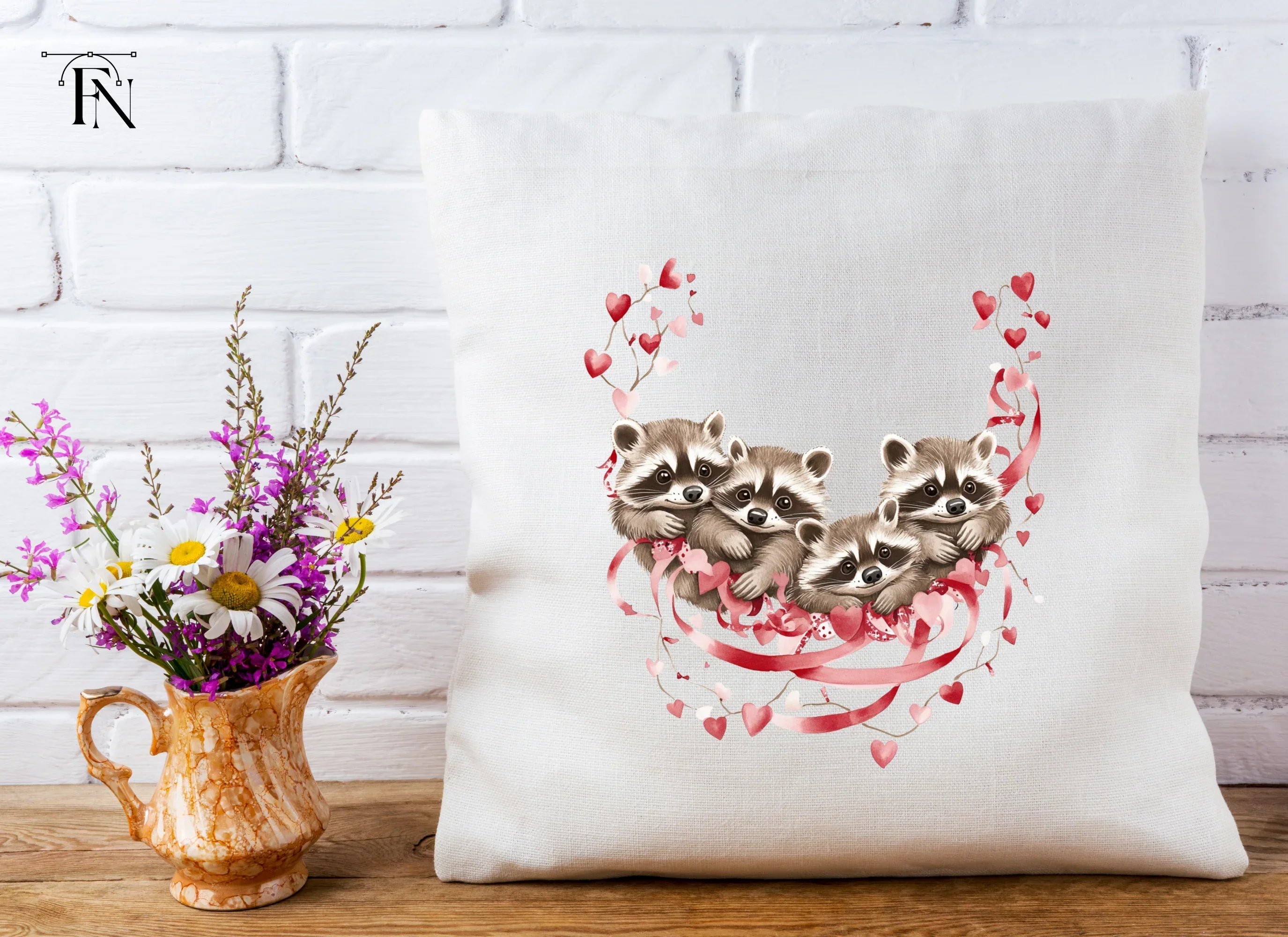 Cute Raccoon Family Valentine Clipart Bundle - Image 5