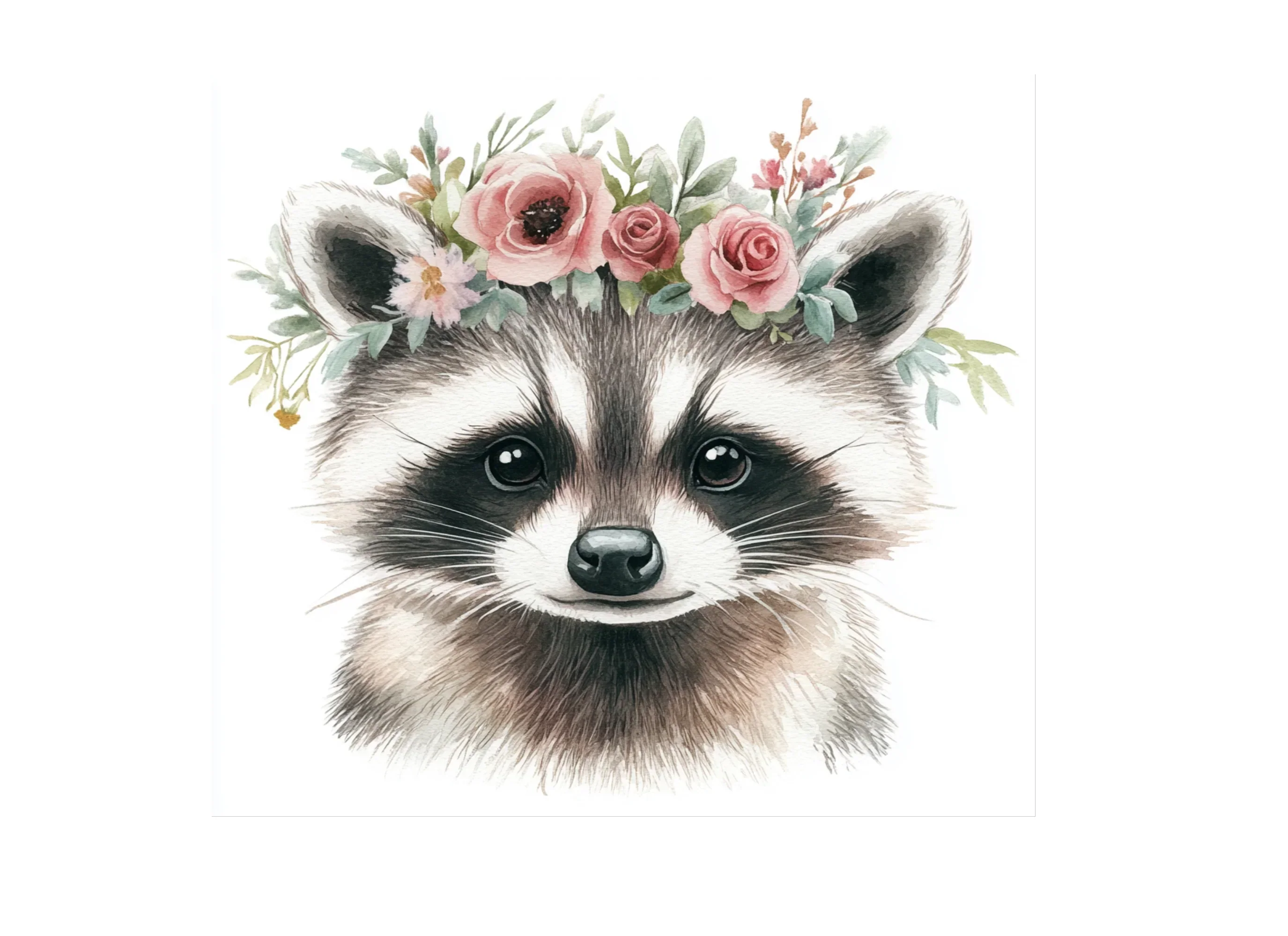 Cute Raccoon Flower Crown Clipart Bundle - Image 2