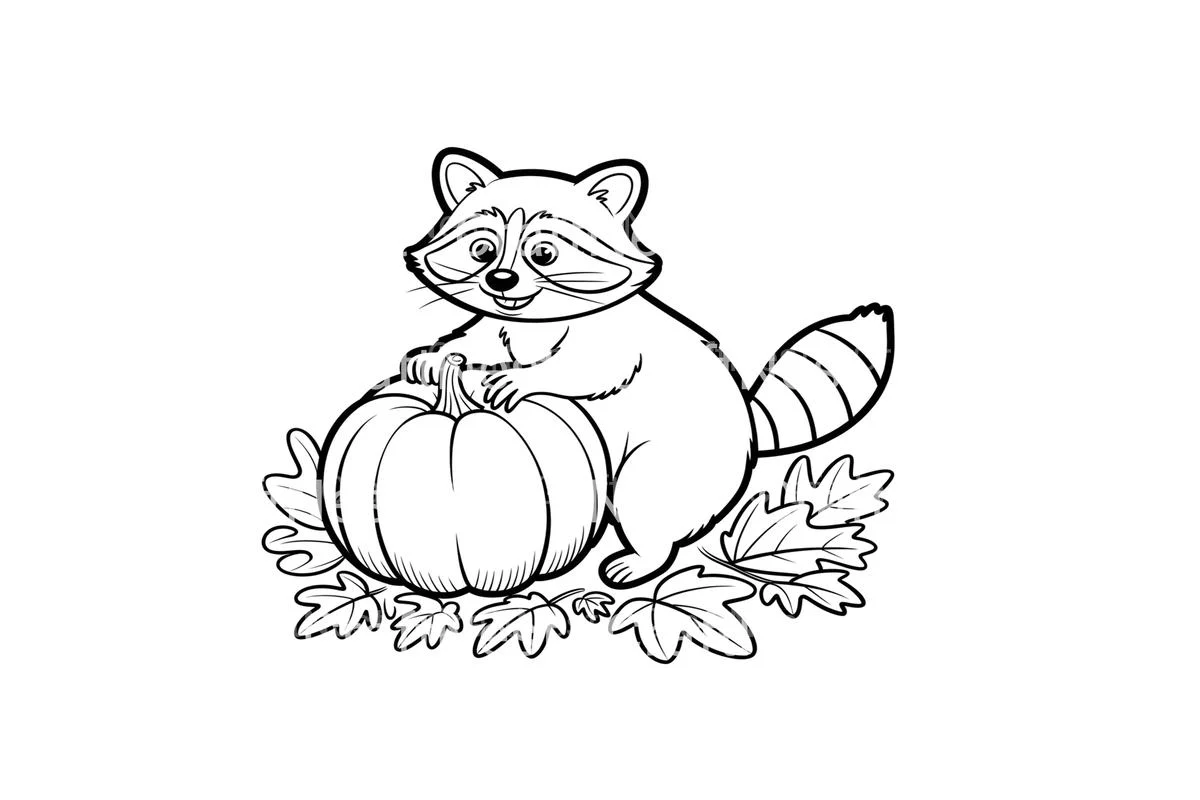 Cute Raccoon Pumpkin Coloring Books - Image 2
