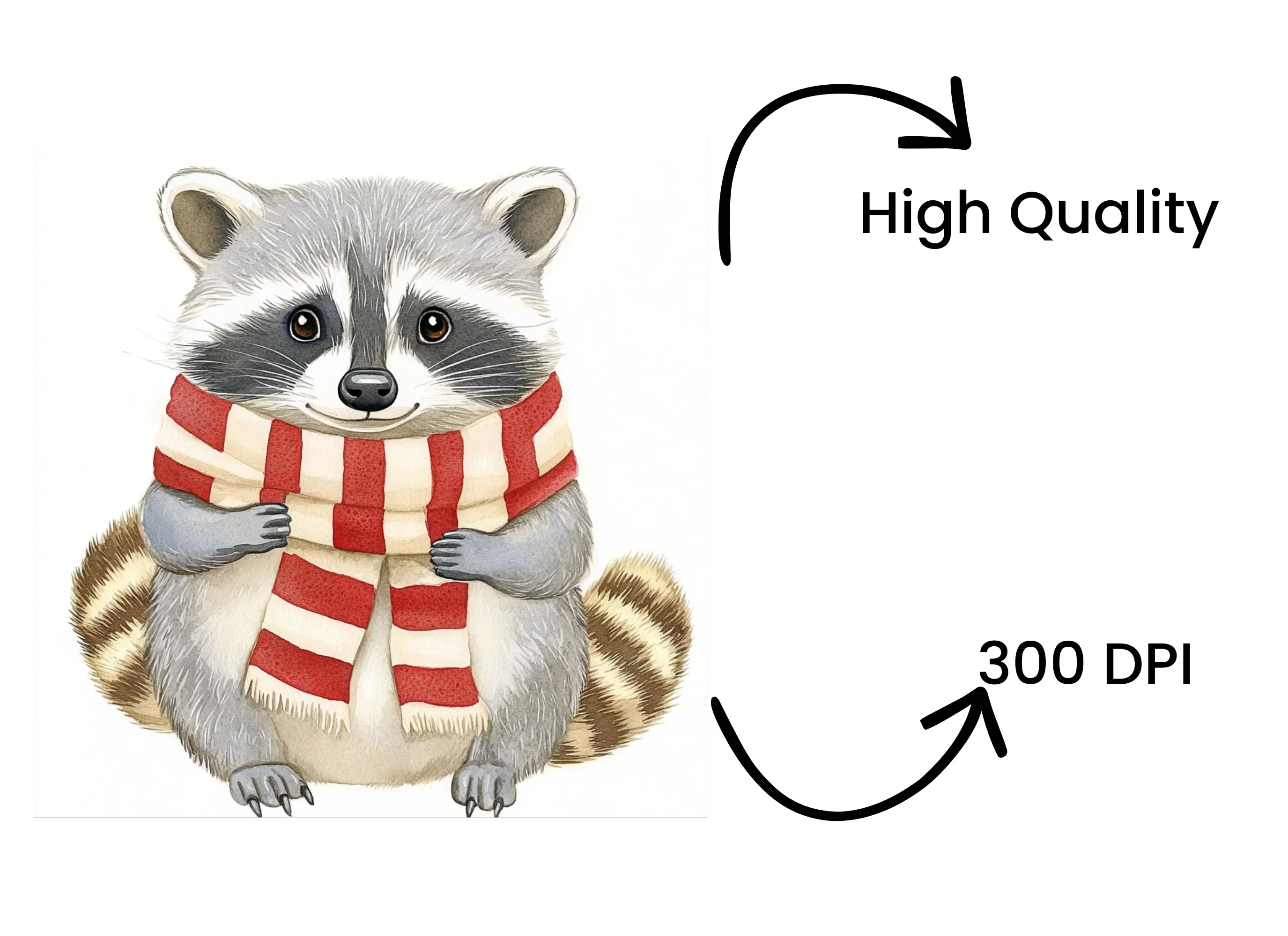 Cute Raccoons with Winter Scarves Clipart Bundle - Image 4