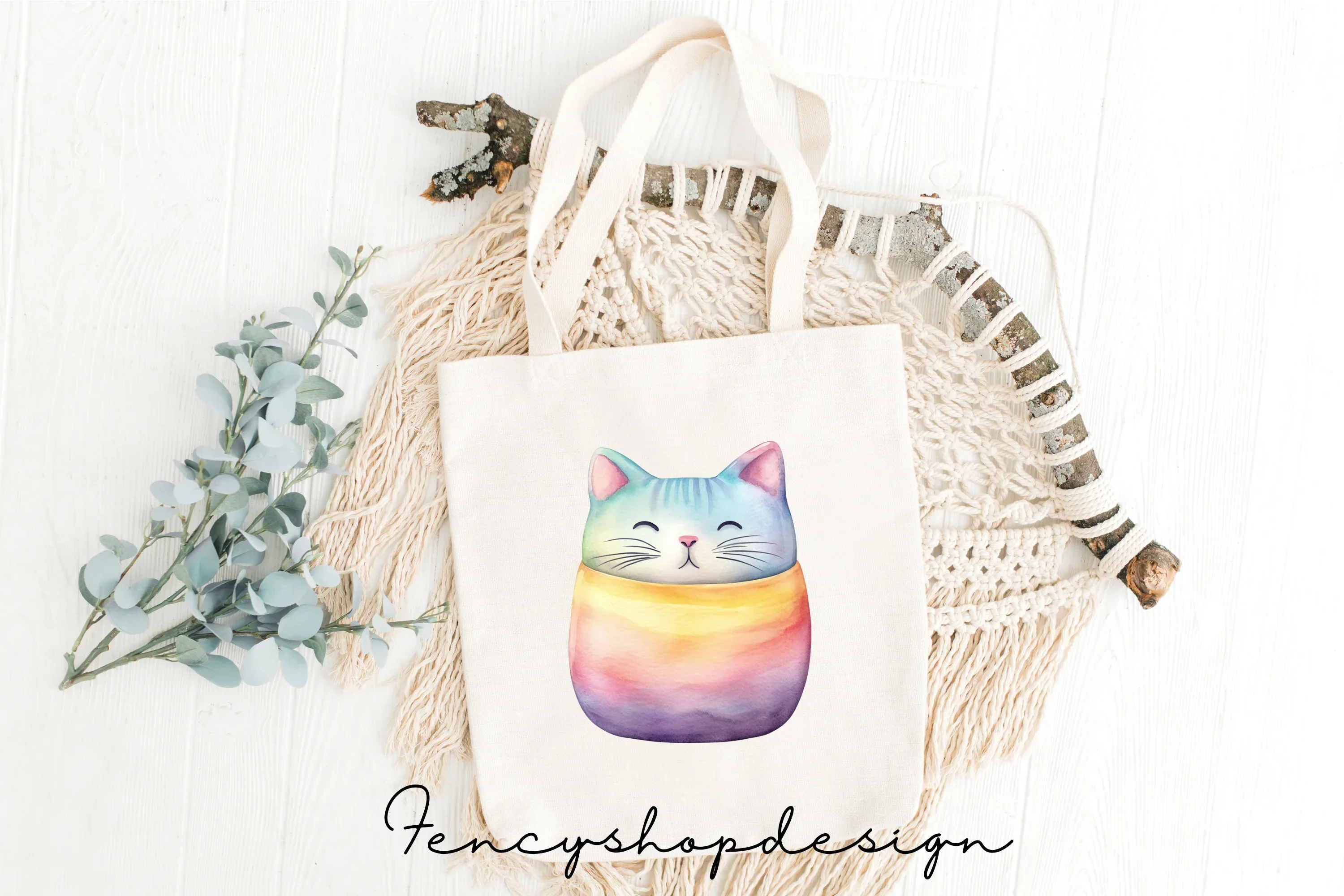 Cute Rainbow Cat Clipart Bundle - Image 3