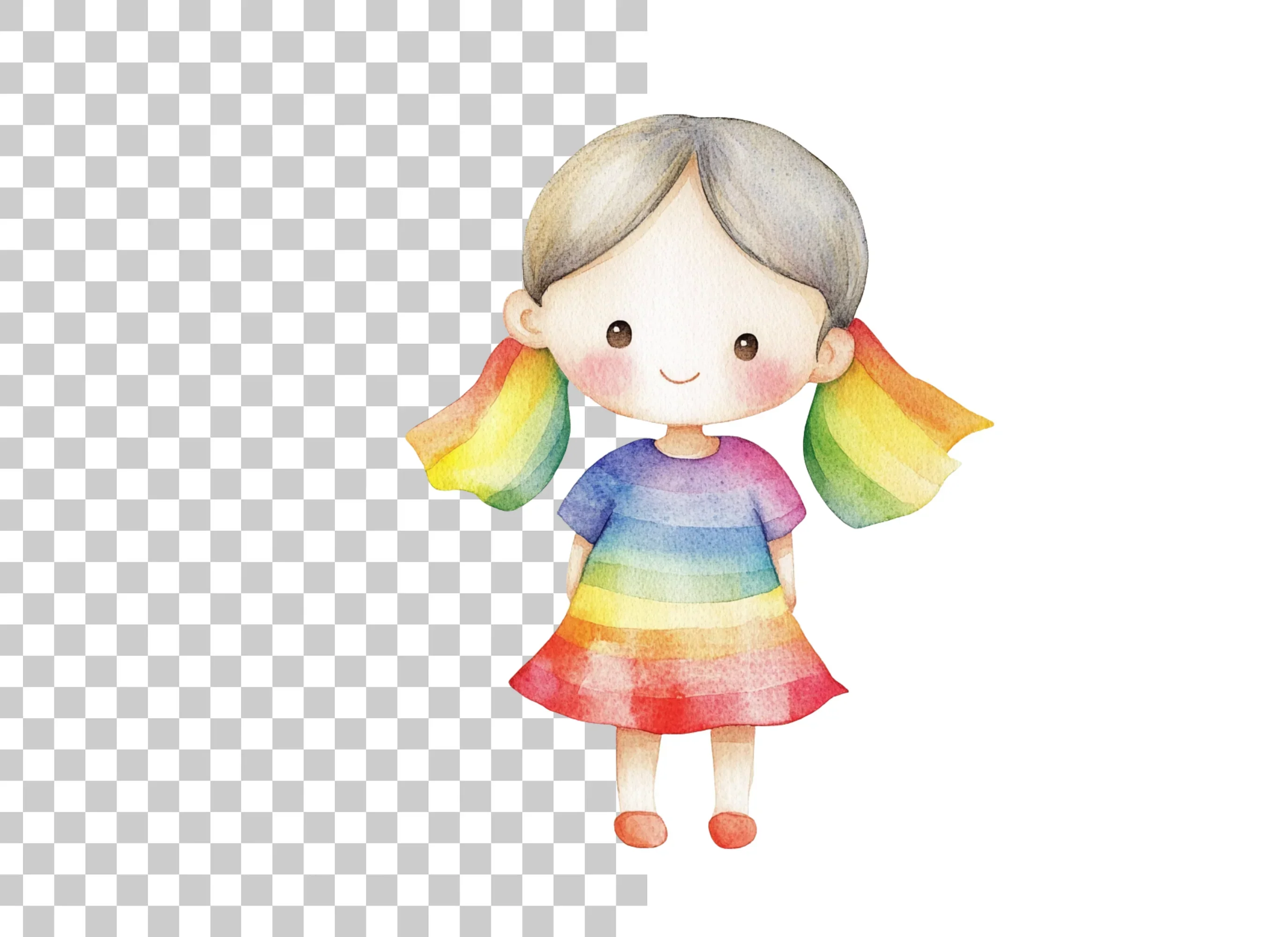 Cute Rainbow Girl Illustration Clipart Bundle - Image 6