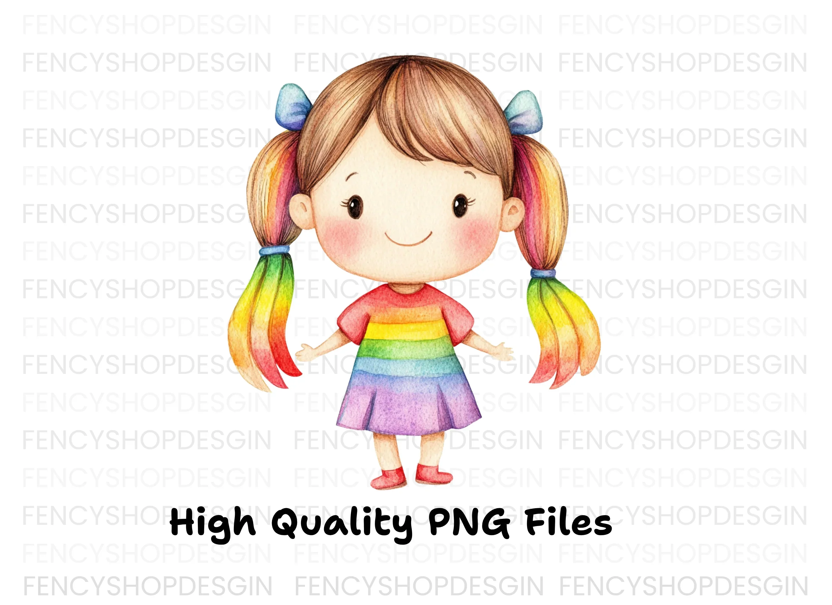 Cute Rainbow Hair Girl Clipart Bundle - Image 3