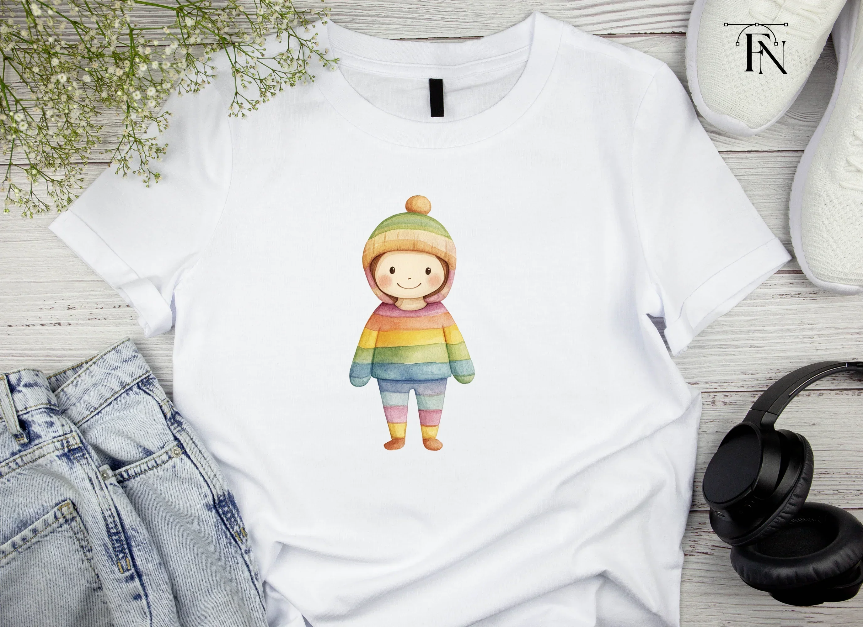 Cute Rainbow Outfit Child Clipart Bundle - Image 5
