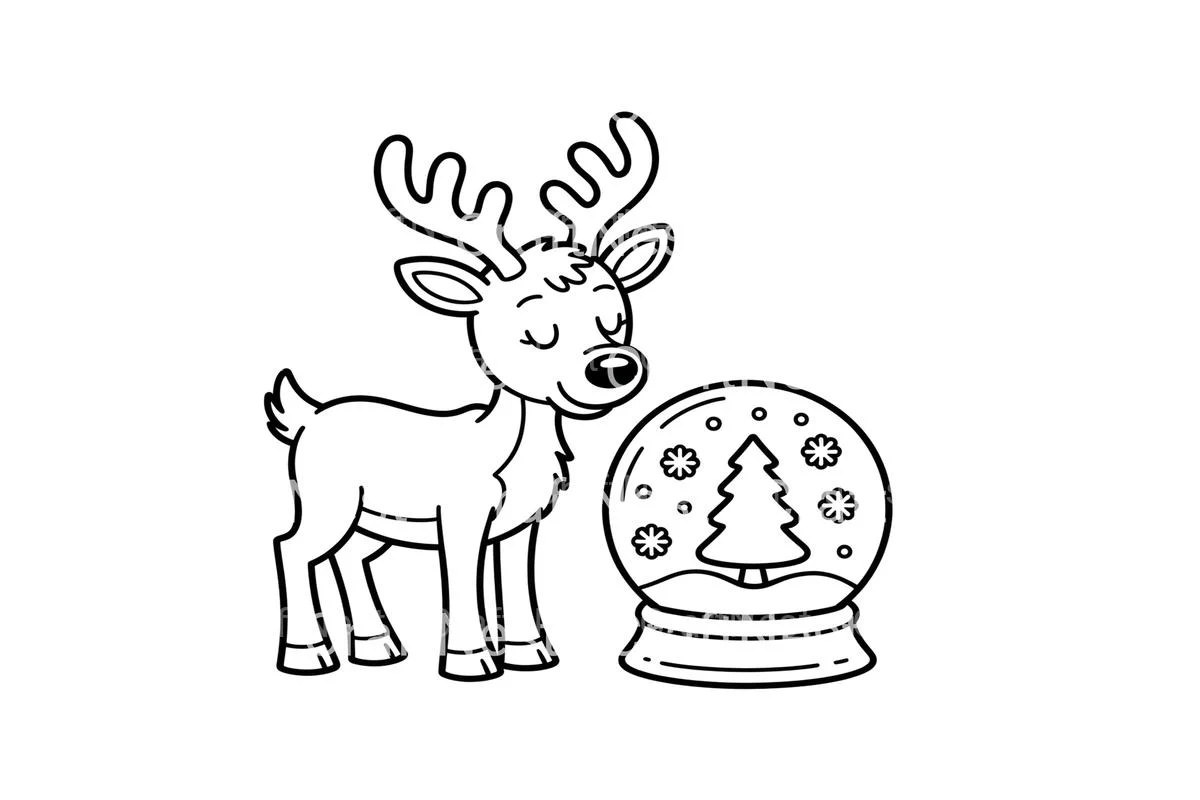 Cute Reindeer and Snow Globe Coloring Books - Image 2