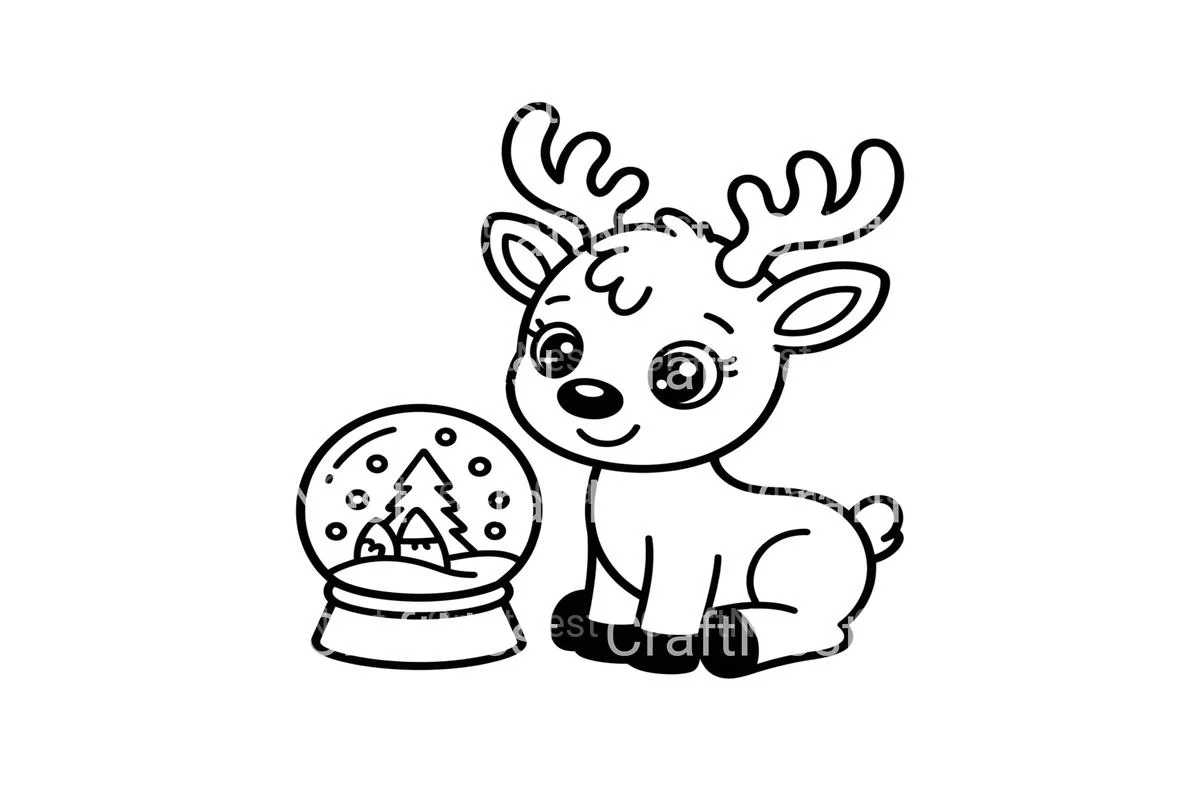 Cute Reindeer and Snow Globe Coloring Books - Image 3