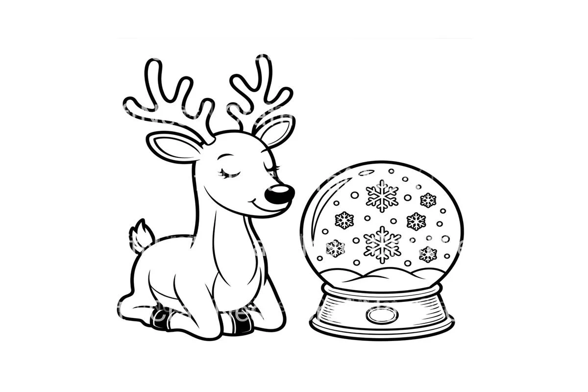 Cute Reindeer and Snow Globe Coloring Books - Image 4