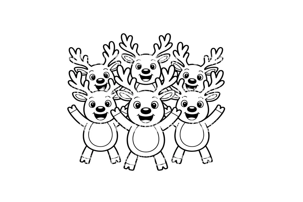 Cute Reindeer Christmas Coloring Books - Image 2