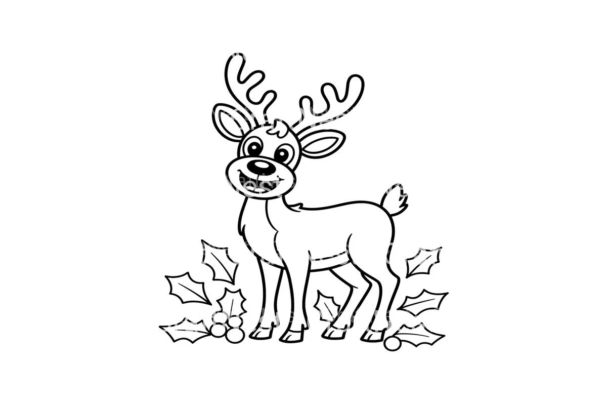 Cute Reindeer Christmas Coloring Books - Image 3