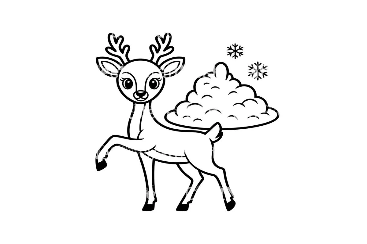 Cute Reindeer Winter Coloring Books - Image 3