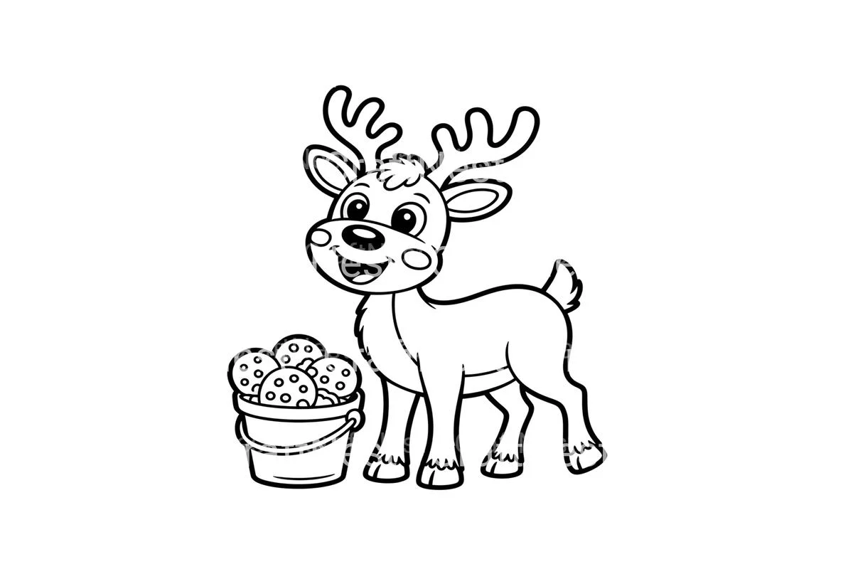 Cute Reindeer with Cookies Coloring Books - Image 2