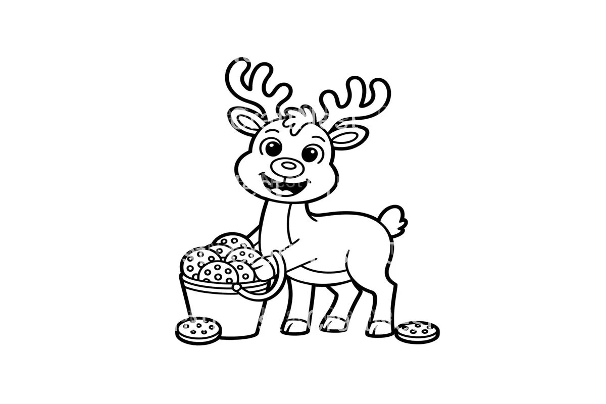 Cute Reindeer with Cookies Coloring Books - Image 3