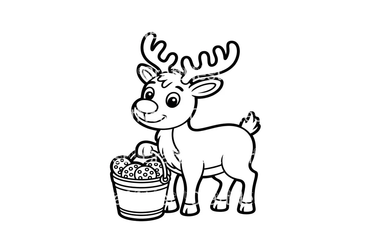 Cute Reindeer with Cookies Coloring Books - Image 4