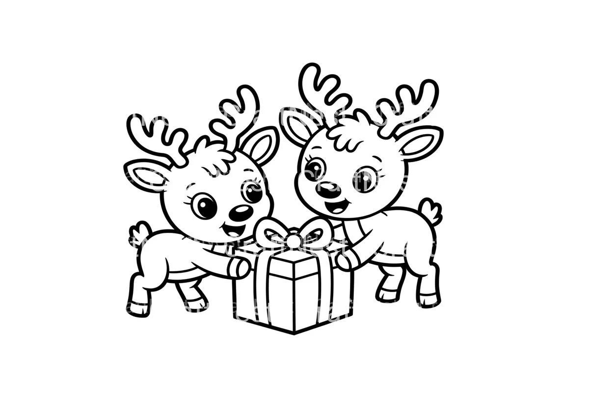 Cute Reindeer with Gifts Coloring Books - Image 2