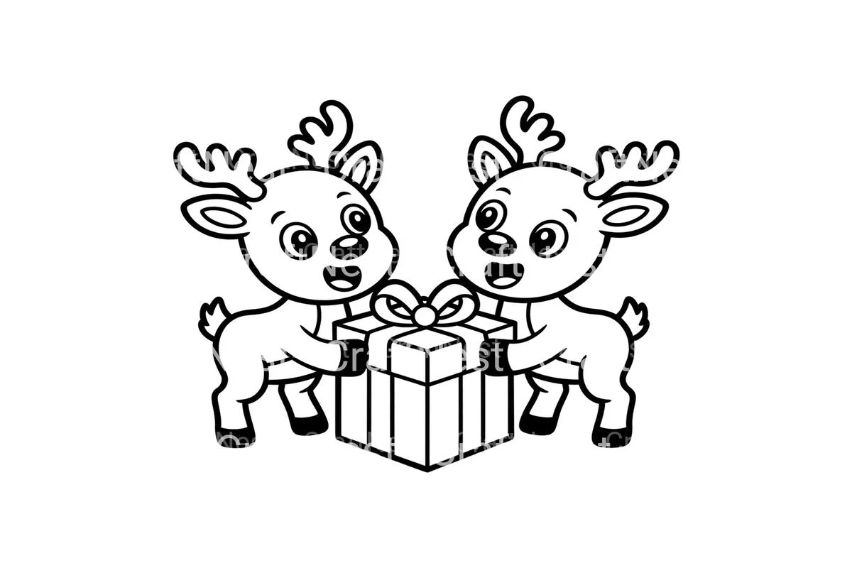 Cute Reindeer with Gifts Coloring Books - Image 3