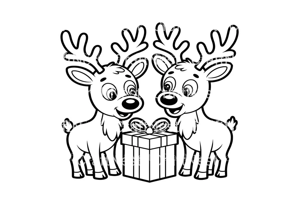 Cute Reindeer with Gifts Coloring Books - Image 4