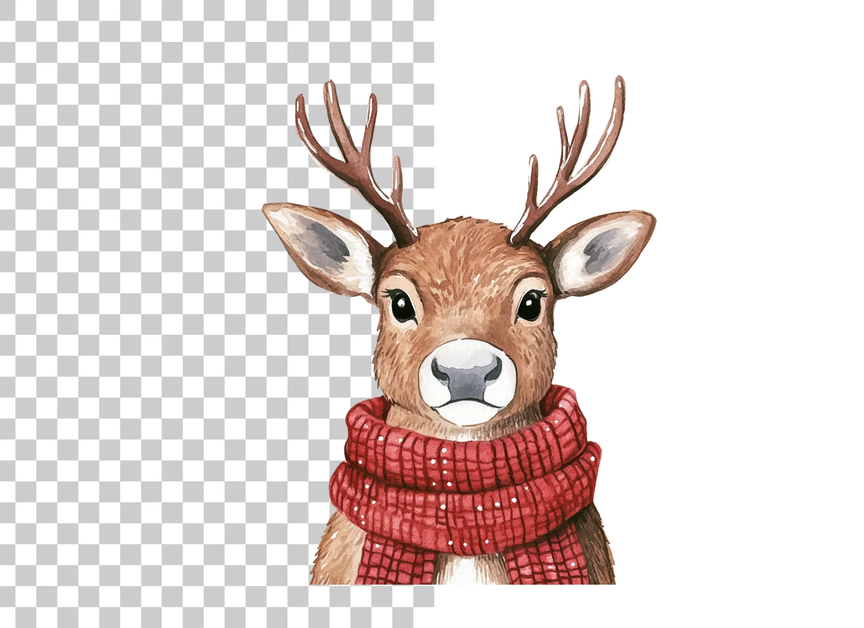 Cute Reindeer with Red Scarf Clipart Bundle - Image 2